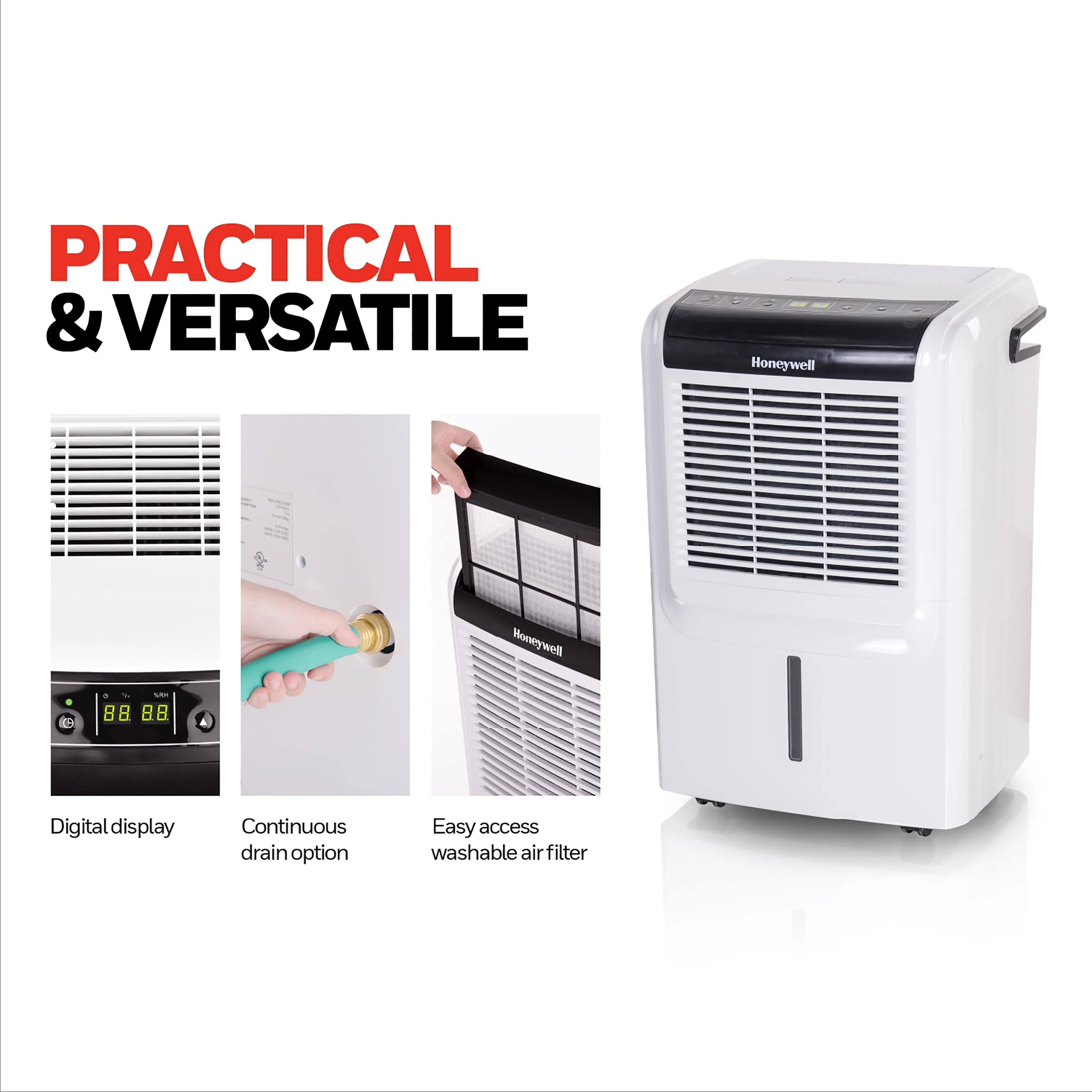 Honeywell 35 Pint Energy Star Dehumidifier with Built-in Drain Pump & 5 Year Warranty