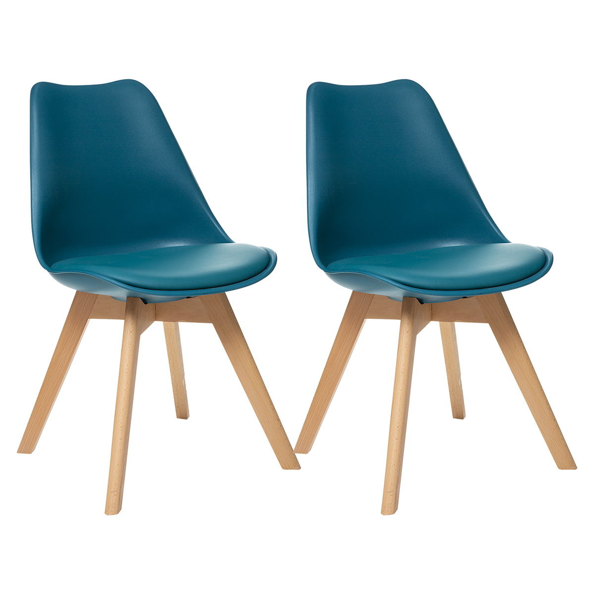 Set of 2 chairs "Baya" Beech, teal blue