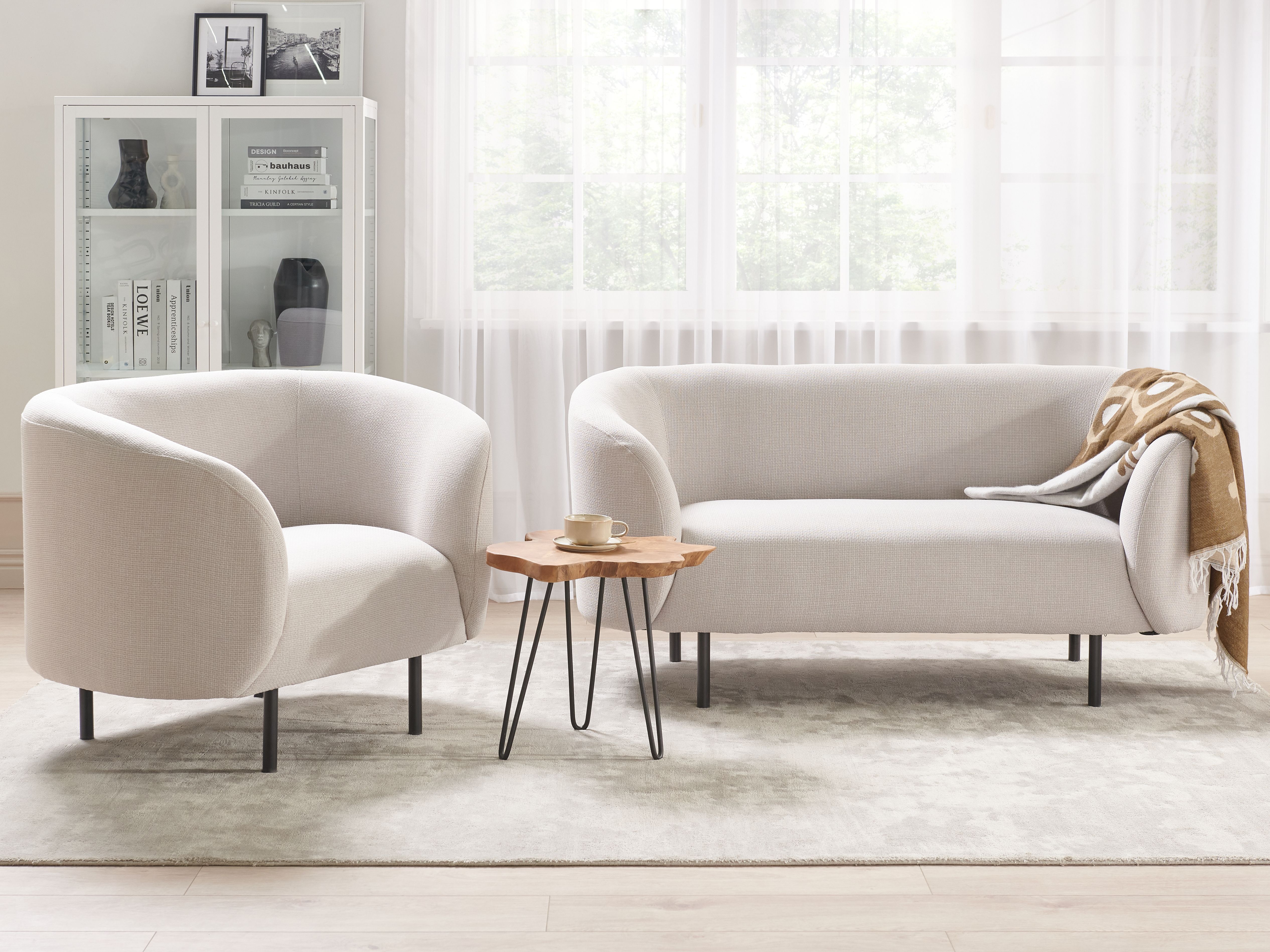 Living Room Set 3 Seater LOEN Fabric Light Beige