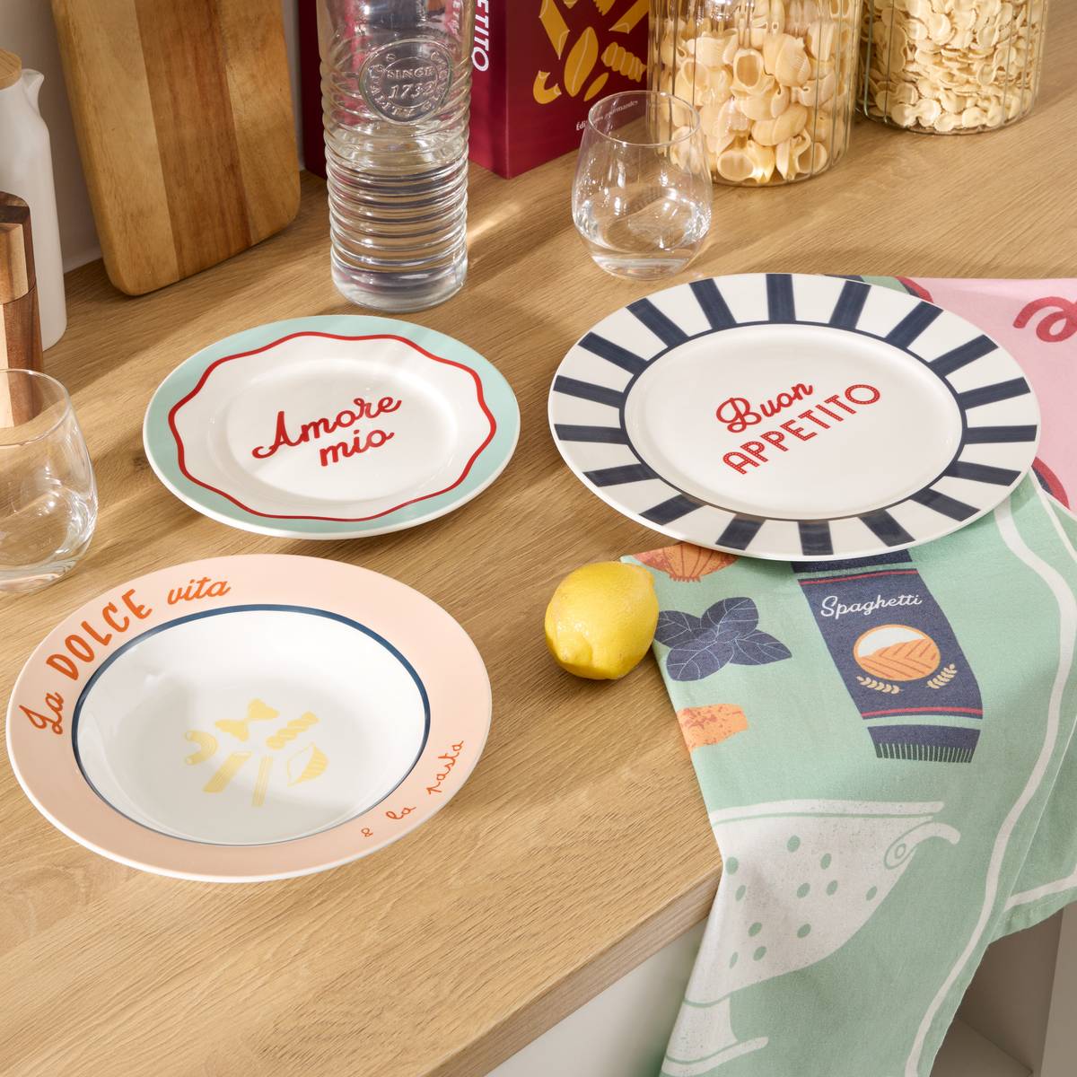 Set of 6 dessert plates"Della Pasta" Porcelain, D.20.4 cm