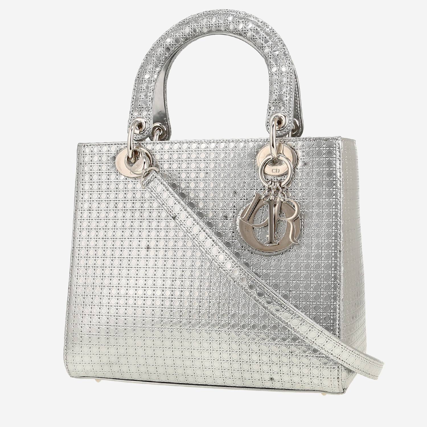 Dior Lady Dior handbag in silver patent leather1:1High-quality replica