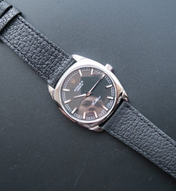 Replica Rolex Cellini Danaos 4243 SS Black Dial Black Leather Strap A2824 - Top club