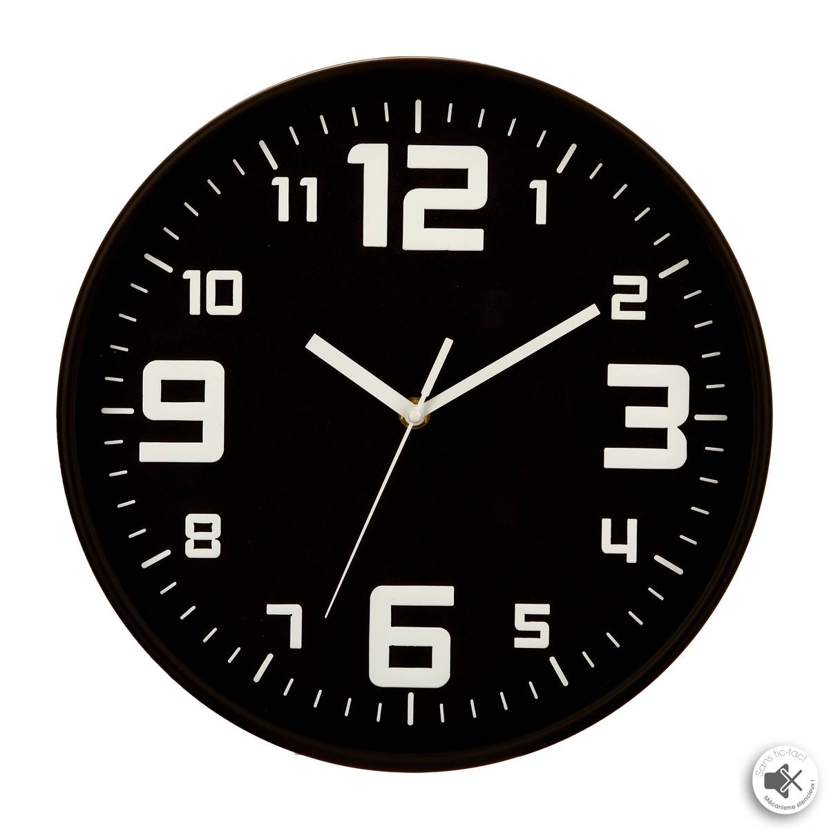 Silver clock"Elian" Black, D.30 cm