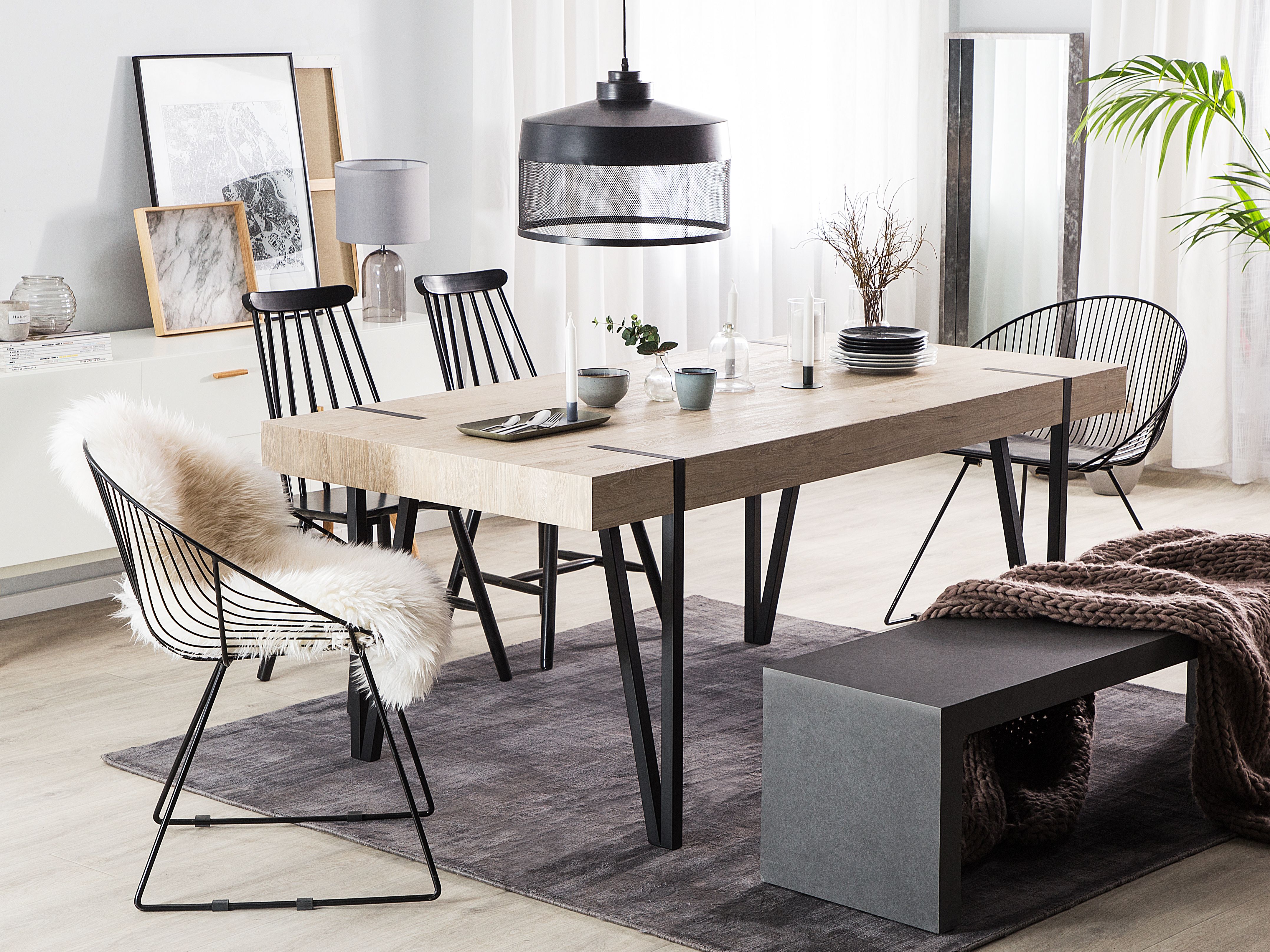 Dining Table ADENA Light Brown 150 cm 90 cm