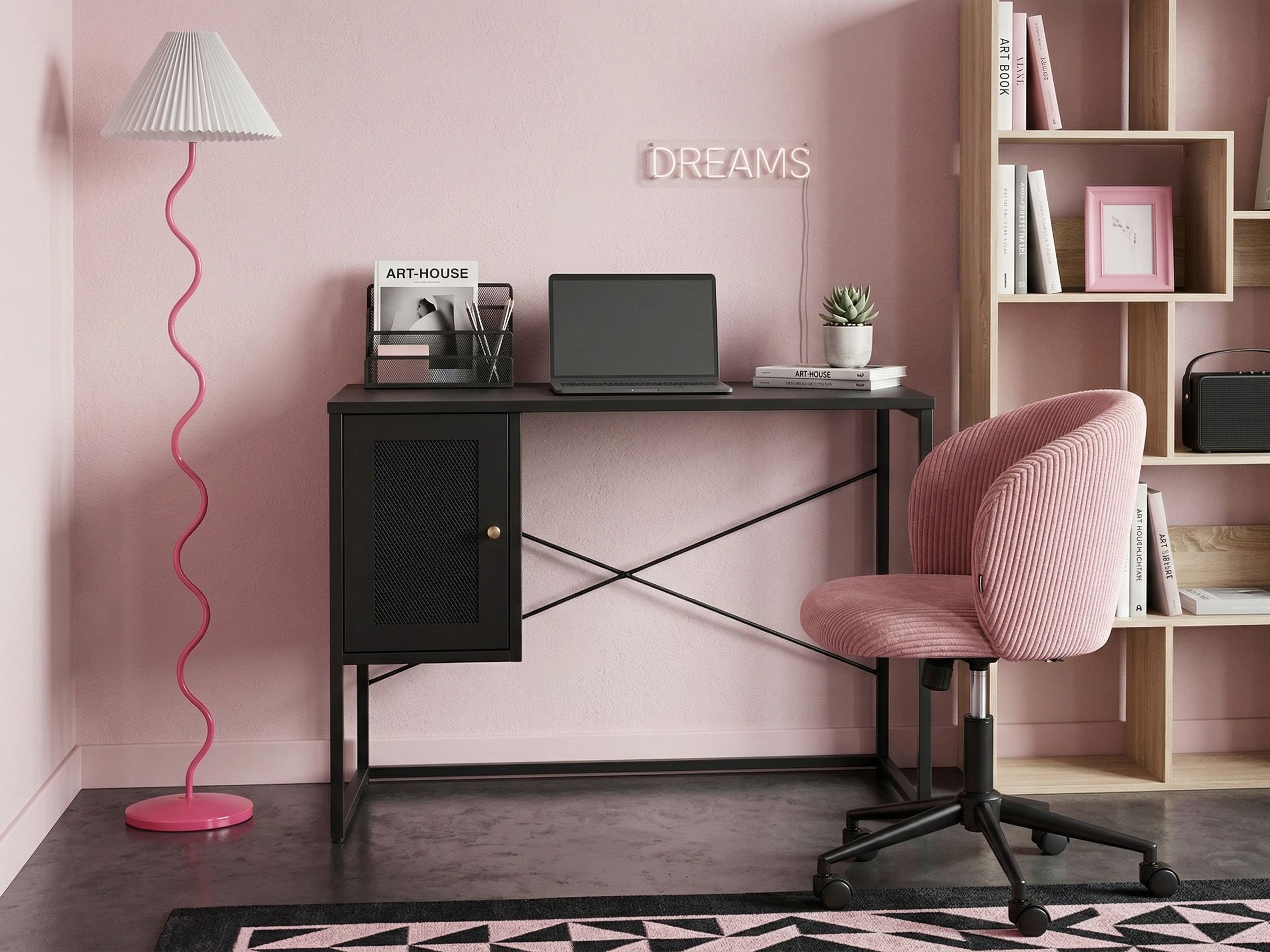 Home Office Desk HARJO Black 100 cm 50 cm with Storage