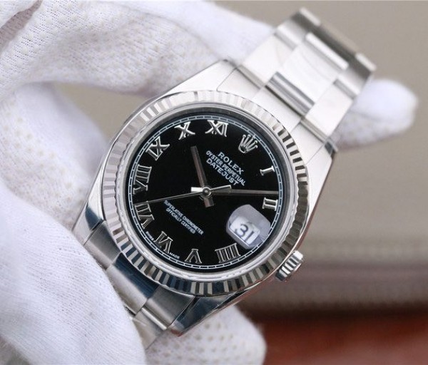Replica Rolex DateJust 36mm SS 116234 ARF Black Dial Roman Markers 904L Oyster Bracelet SA3135 - Elite Watch Atelier