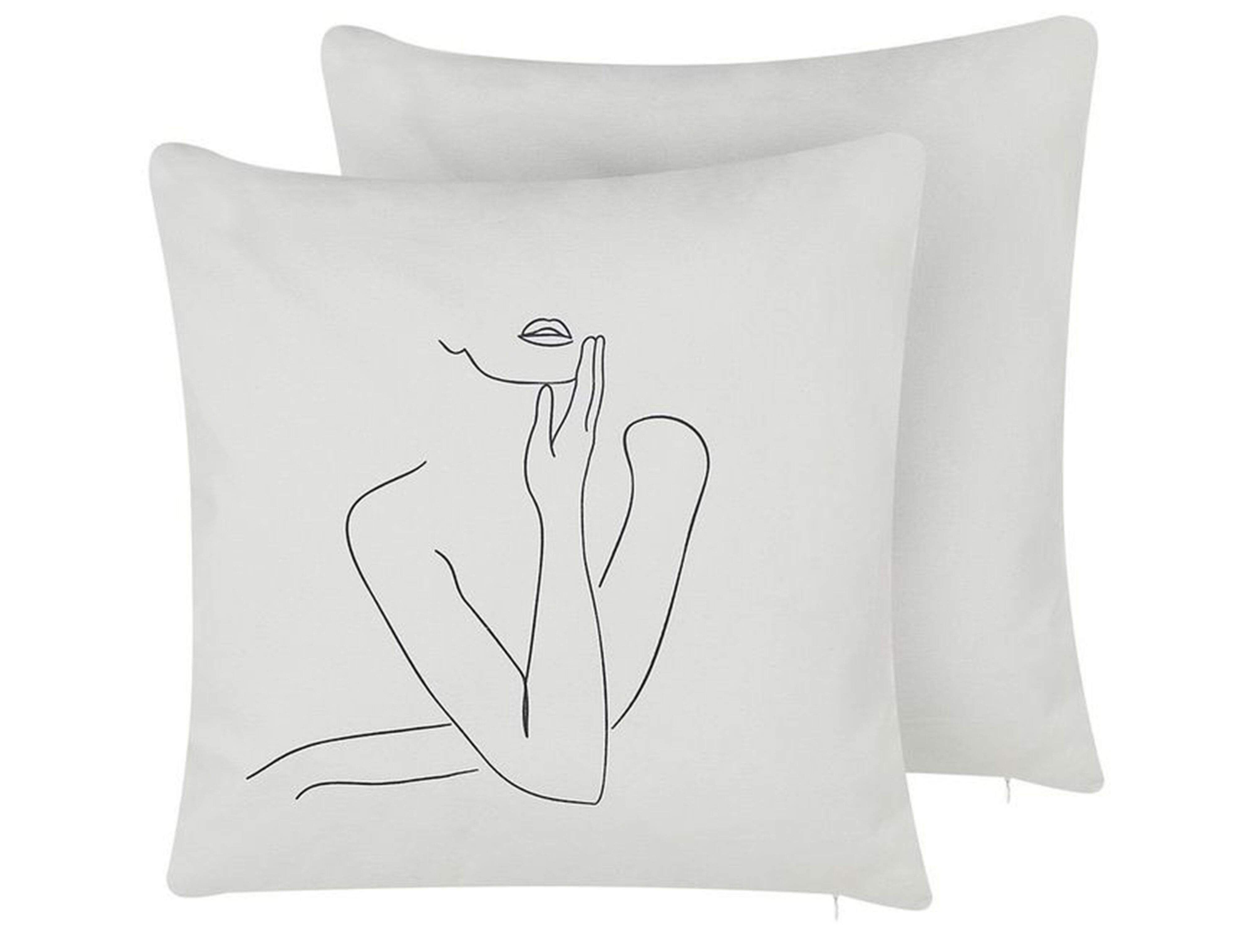 Set of 2 Decorative Cushions MEADOWFOAM Cotton 45 x 45 cm White Abstract Pattern