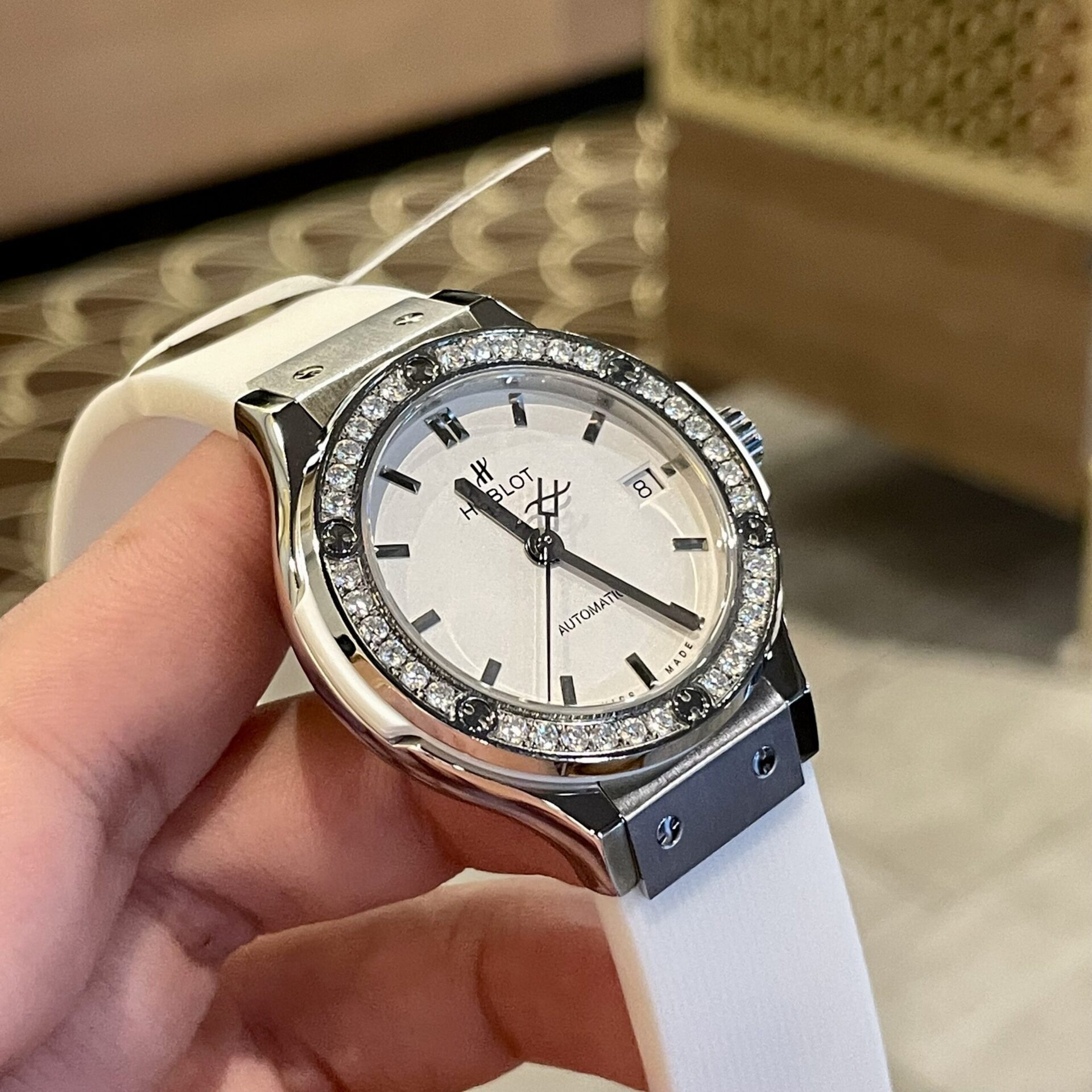 Hublot Replica Watch Classic Fusion White Dial Custom Moissanite Diamonds 38mm - Top club
