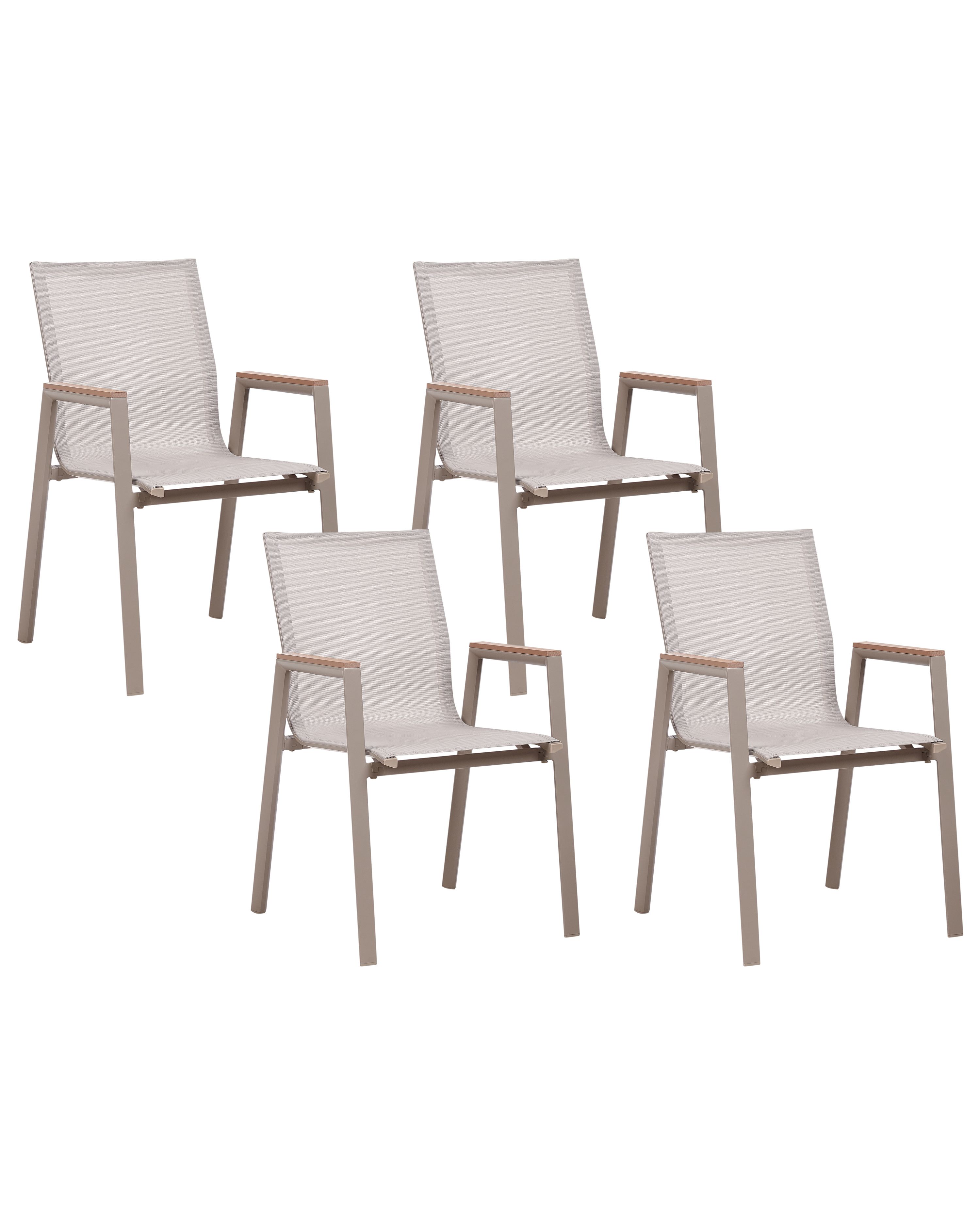 Set of 4 Garden Chairs TIANO Metal Taupe