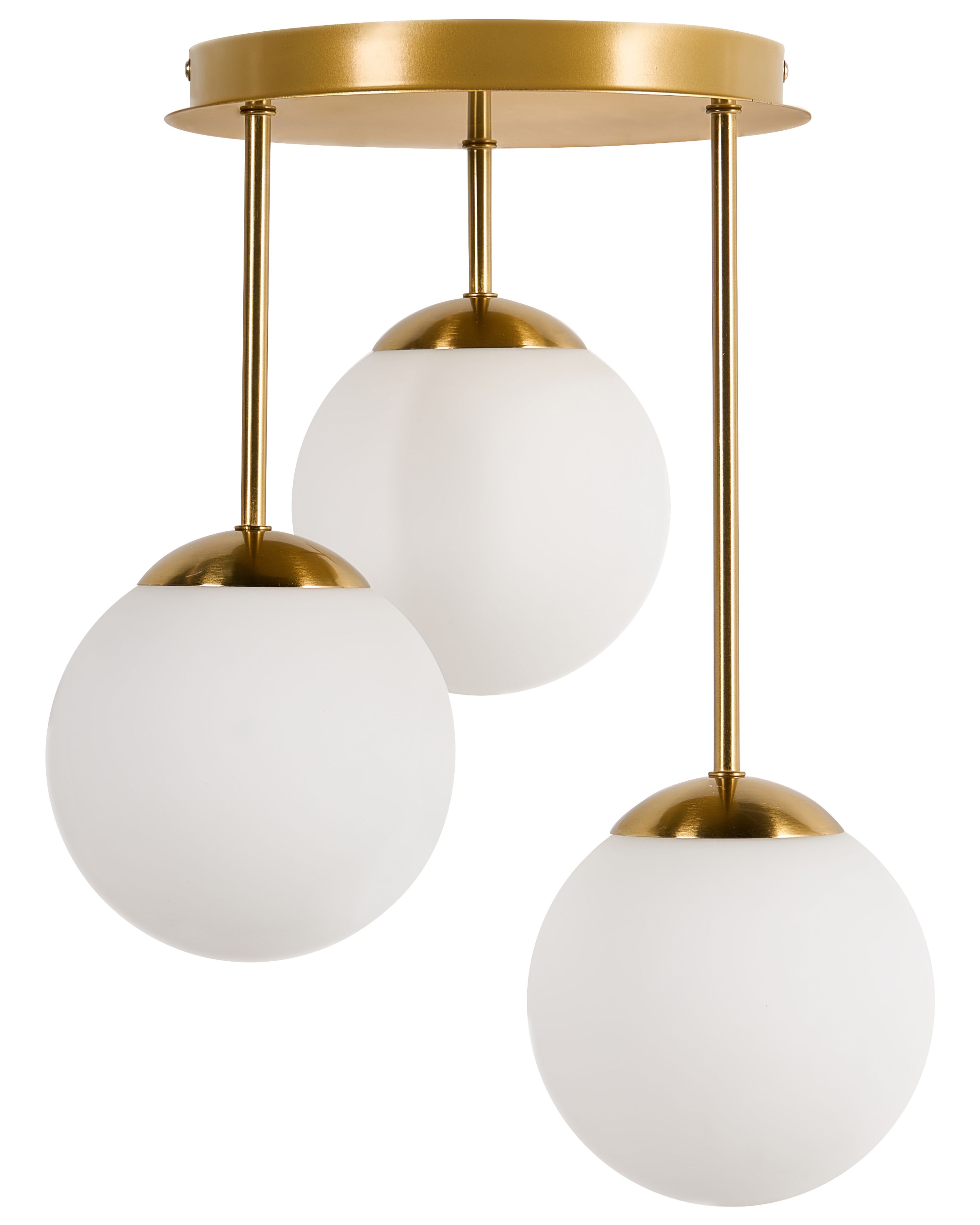 3 Light Pendant Lamp RIANA Glass Metal Brass