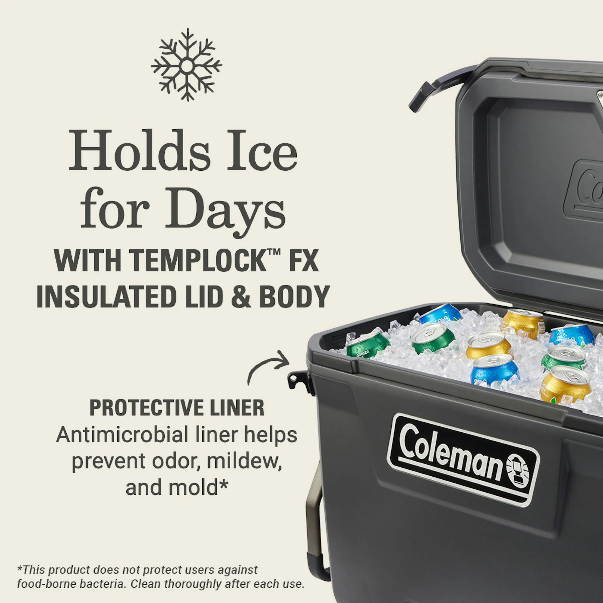 Coleman Convoy Series 65-Quart Hard Cooler with Wheels, up to 48 Cans, Brown Walnut Color - Image 11