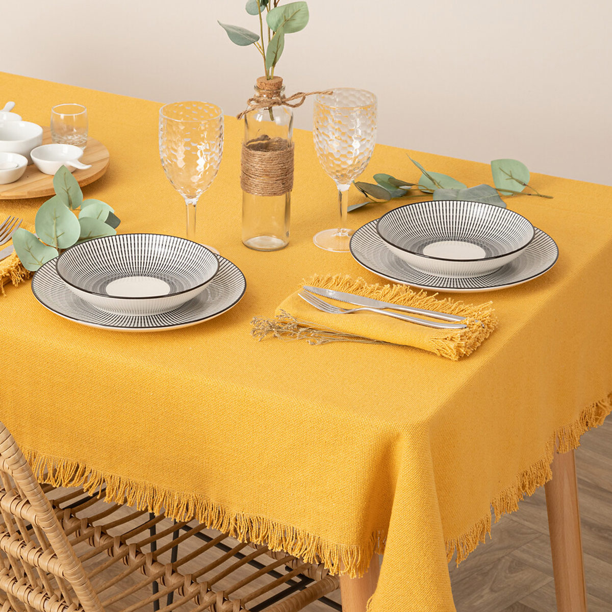 Tablecloth "Maha", cotton Mustard yellow, 250x150 cm