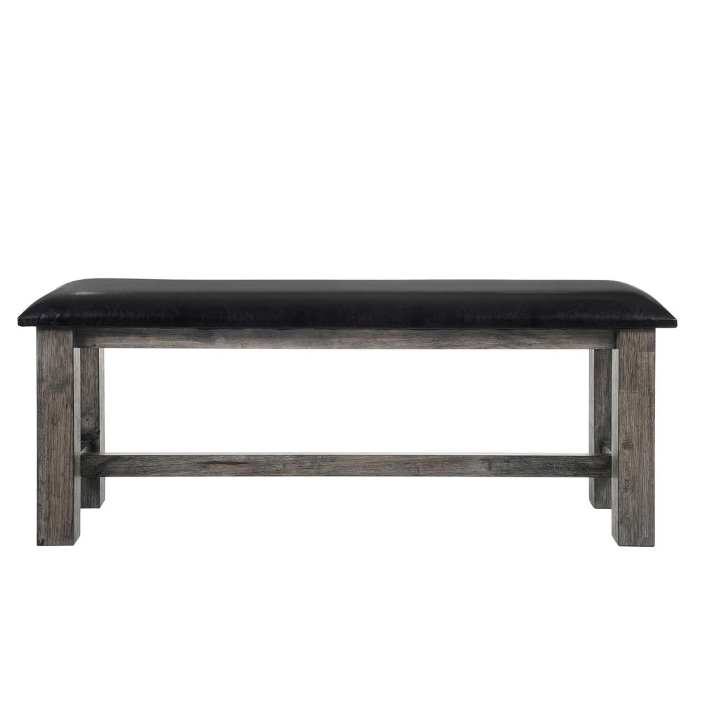 Picket House Furnishings Grayson Faux Leather Dining Bench in Gray Oak