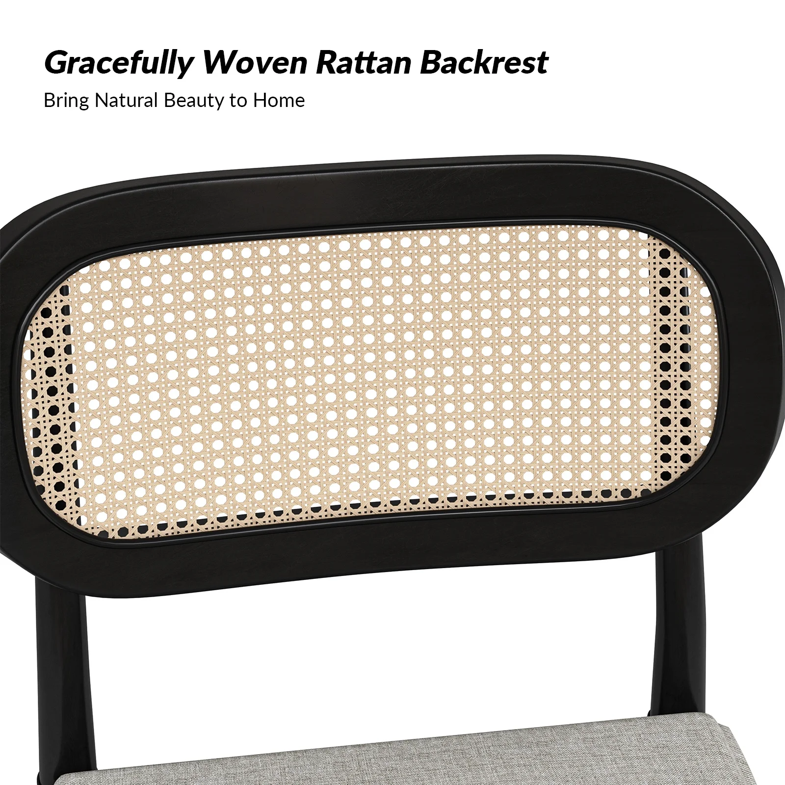 Rattan Dining Chairs Set of 2 Wooden Armchairs Removable Cushion Home Kitchen Restaurant Acorn - Image 12