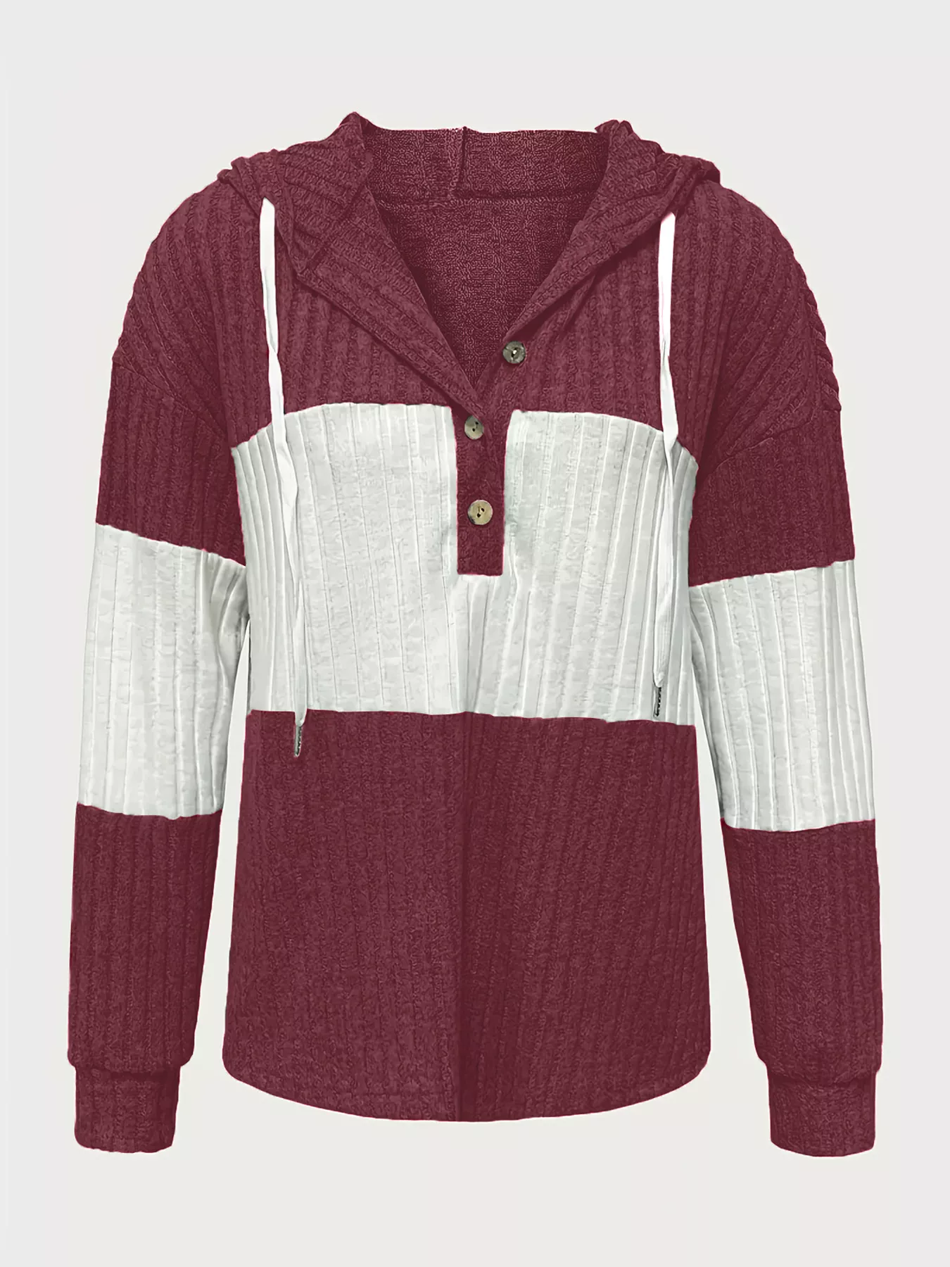 Color Block Drawstring Long Sleeve Hoodie - ZKZOOK