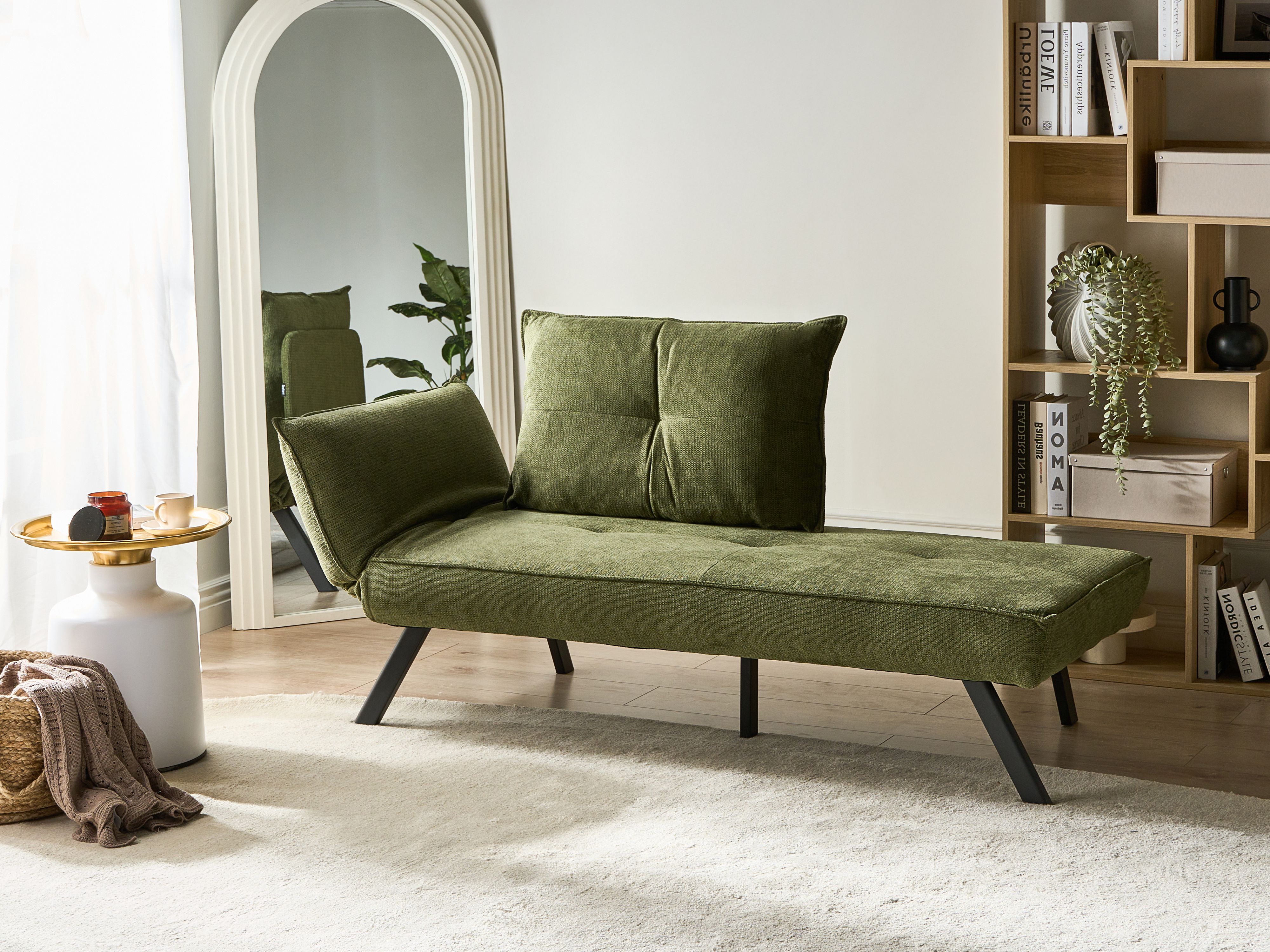 Left-Hand Chaise Lounge ROCAMADOUR Fabric Green