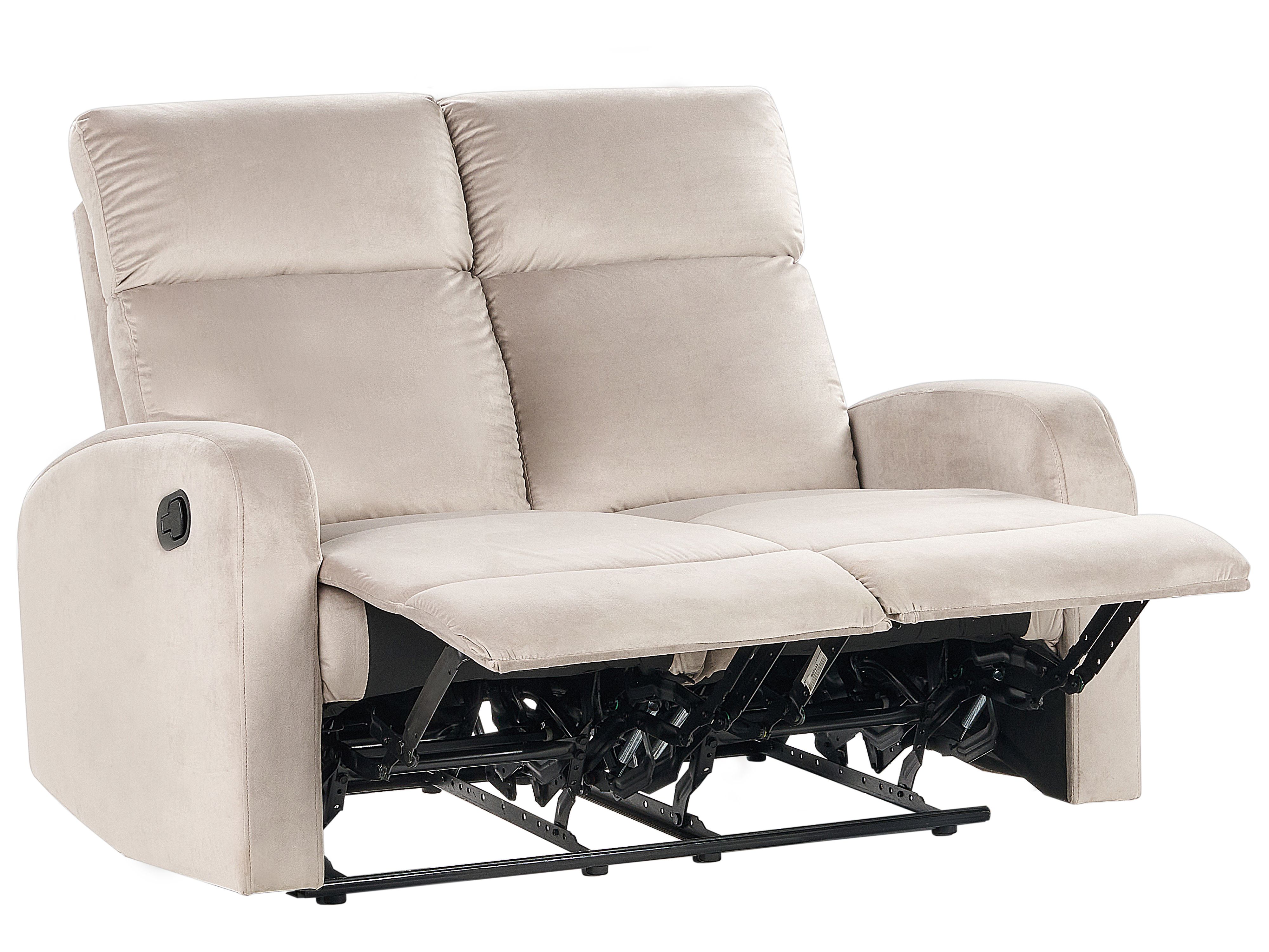Manual Recliner Sofa 2 Seater VERDAL Velvet Taupe