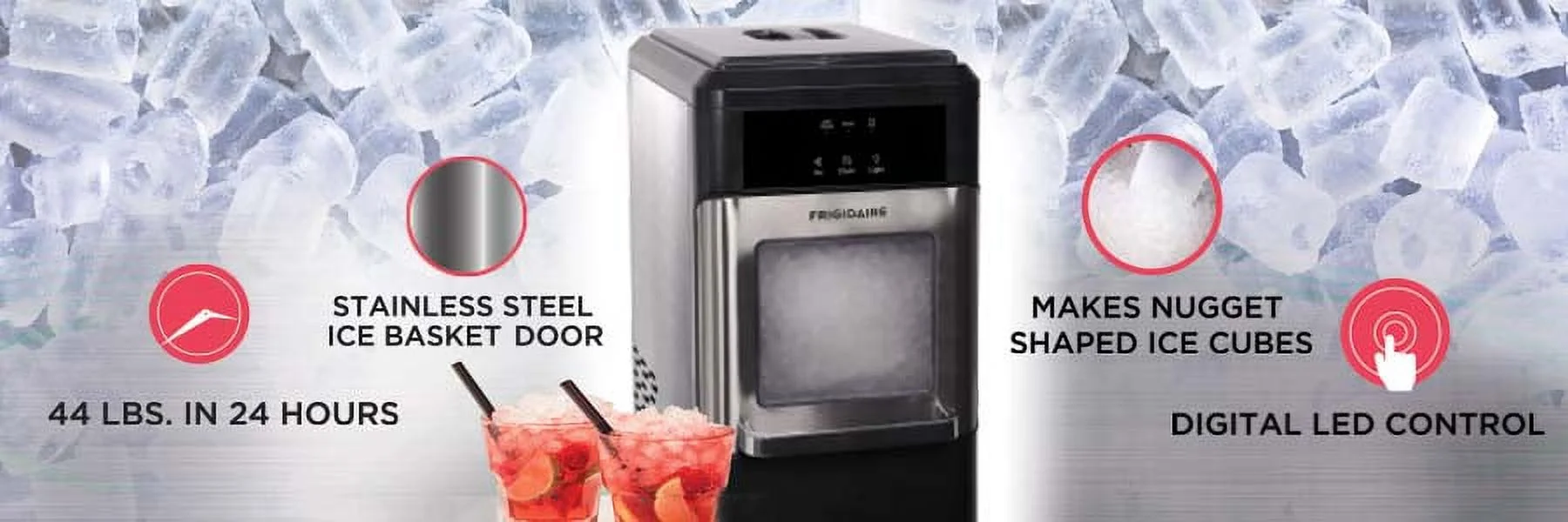 Frigidaire 44 lbs. Crunchy Chewable Nugget Ice Maker EFIC235, Stainless Steel - Image 9