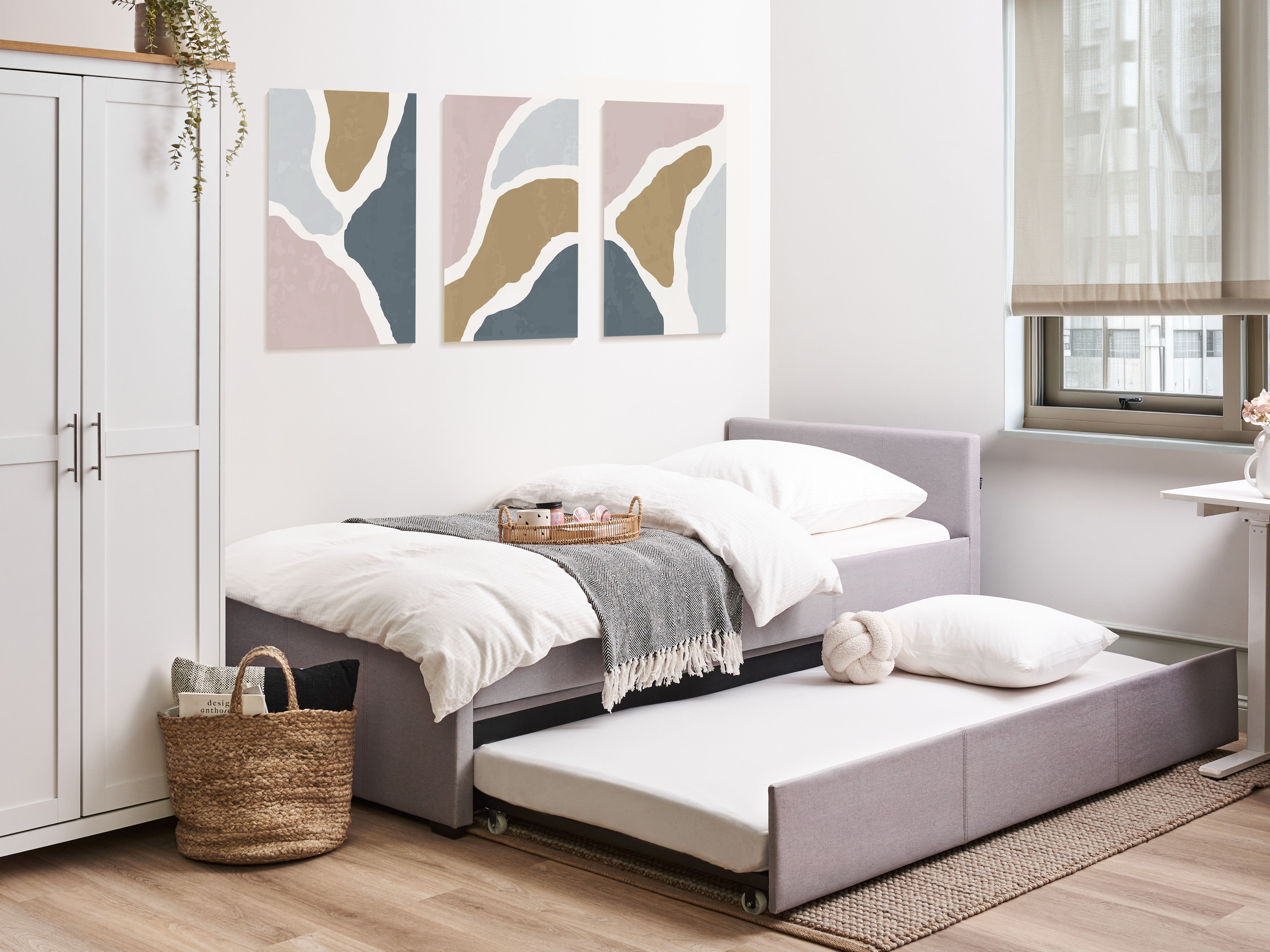 Trundle Bed Fabric MARMANDE 90 x 200 cm (EU Single) Light Grey