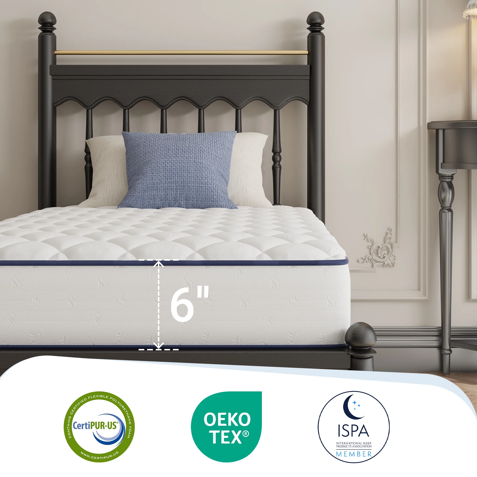 Avenco Pearl 6" Twin Size Medium Adult Supportive Innerspring Mattress - Image 3