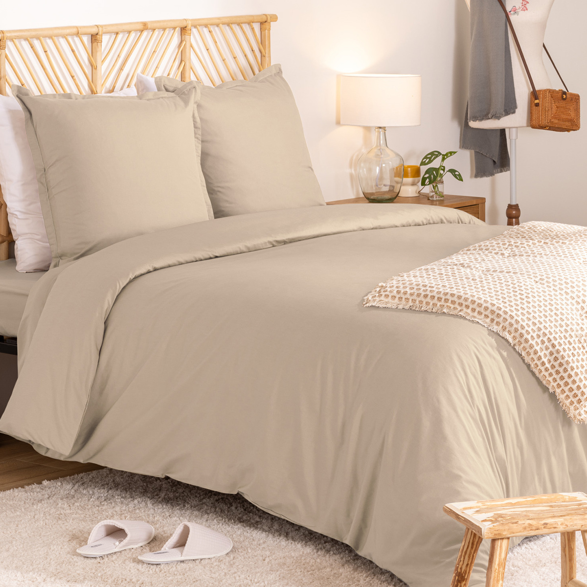 Bed linen set "Landiha" Percale, Beige linen, 260x240 cm