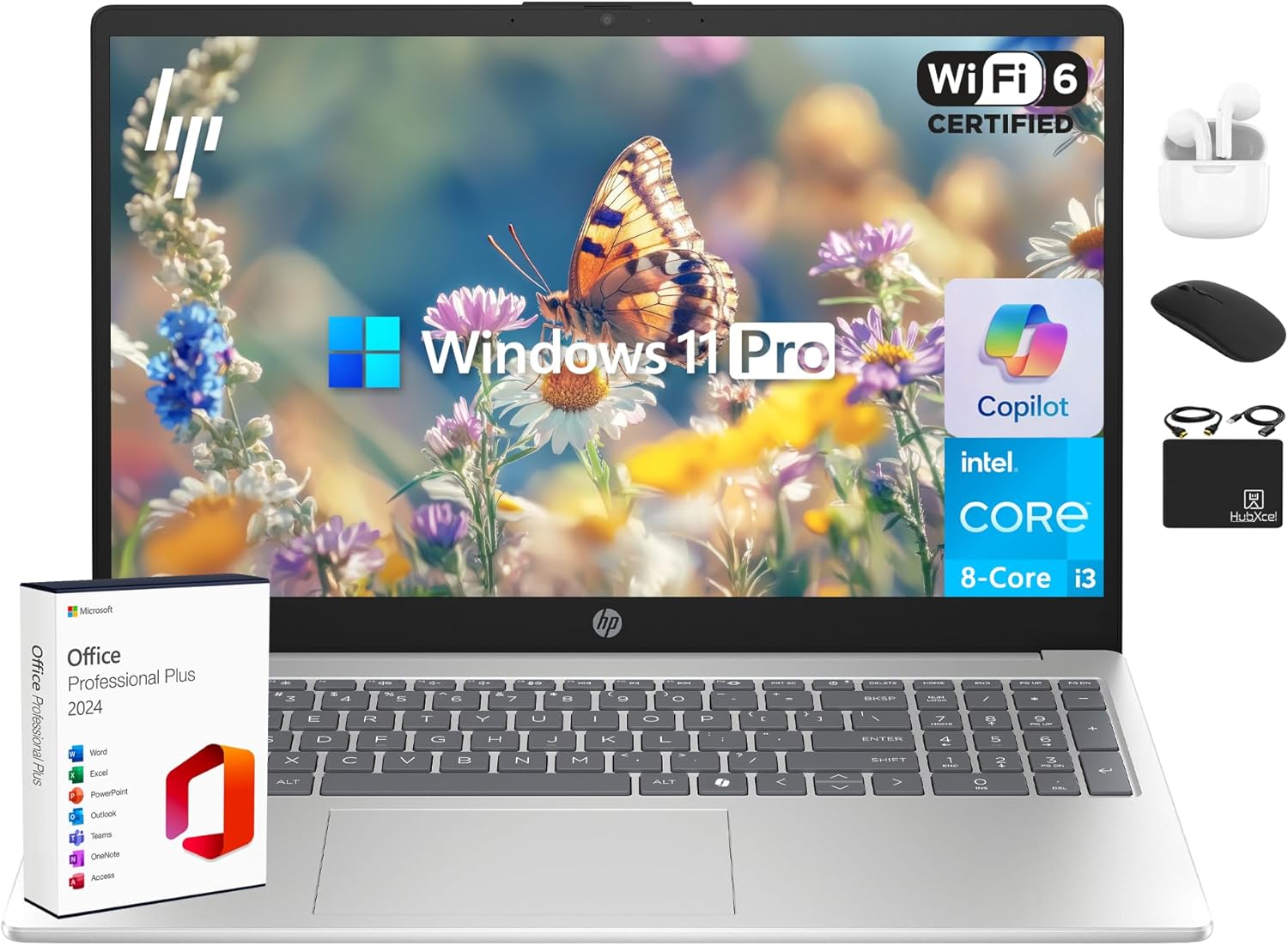 HP Laptop 2025 Flagship Business Ultra Slim, Lifetime Office, AI-Powered,15.6