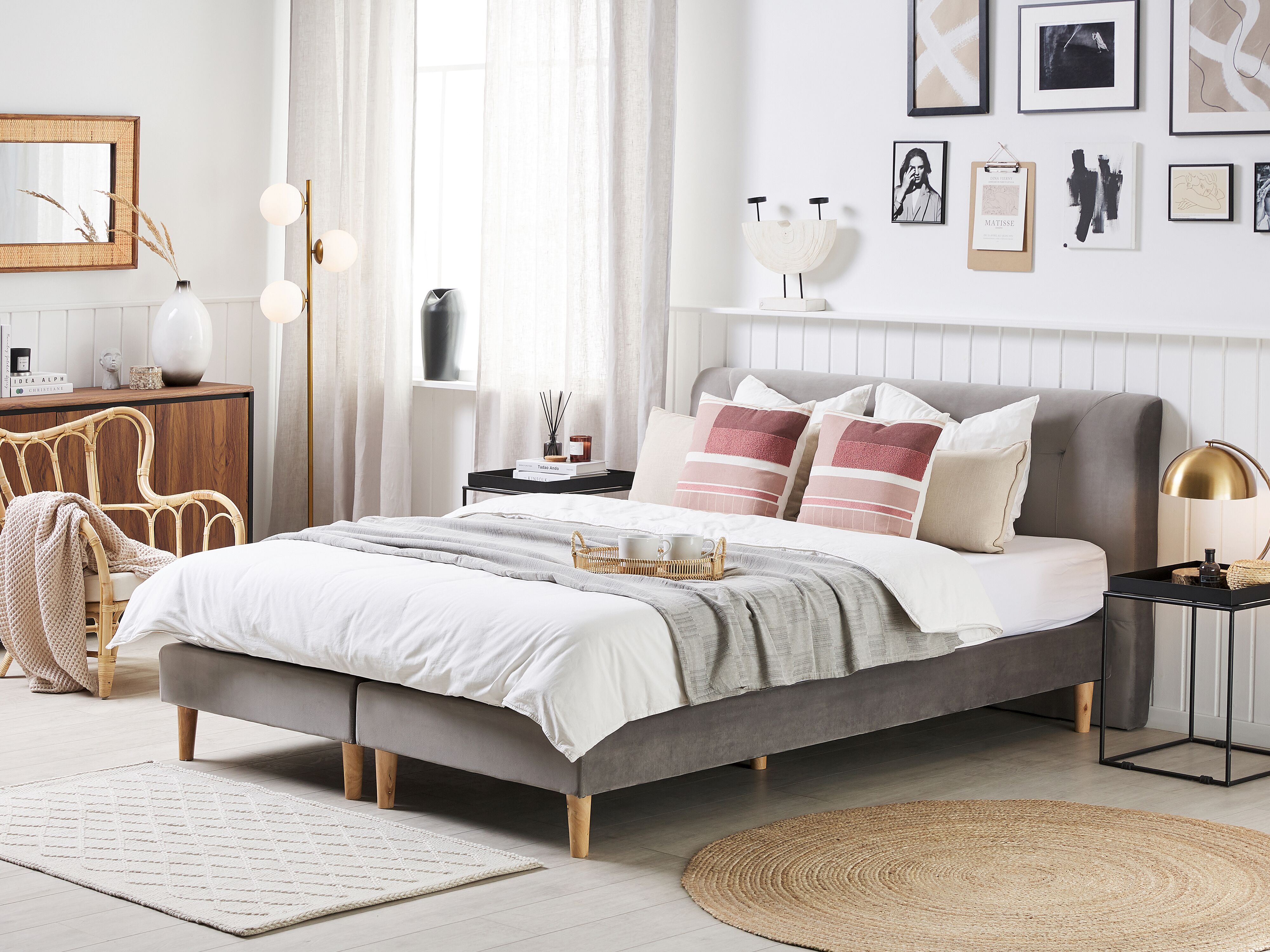 Divan Bed Velvet MARQUISE 180 x 200 cm (EU Super King) Grey