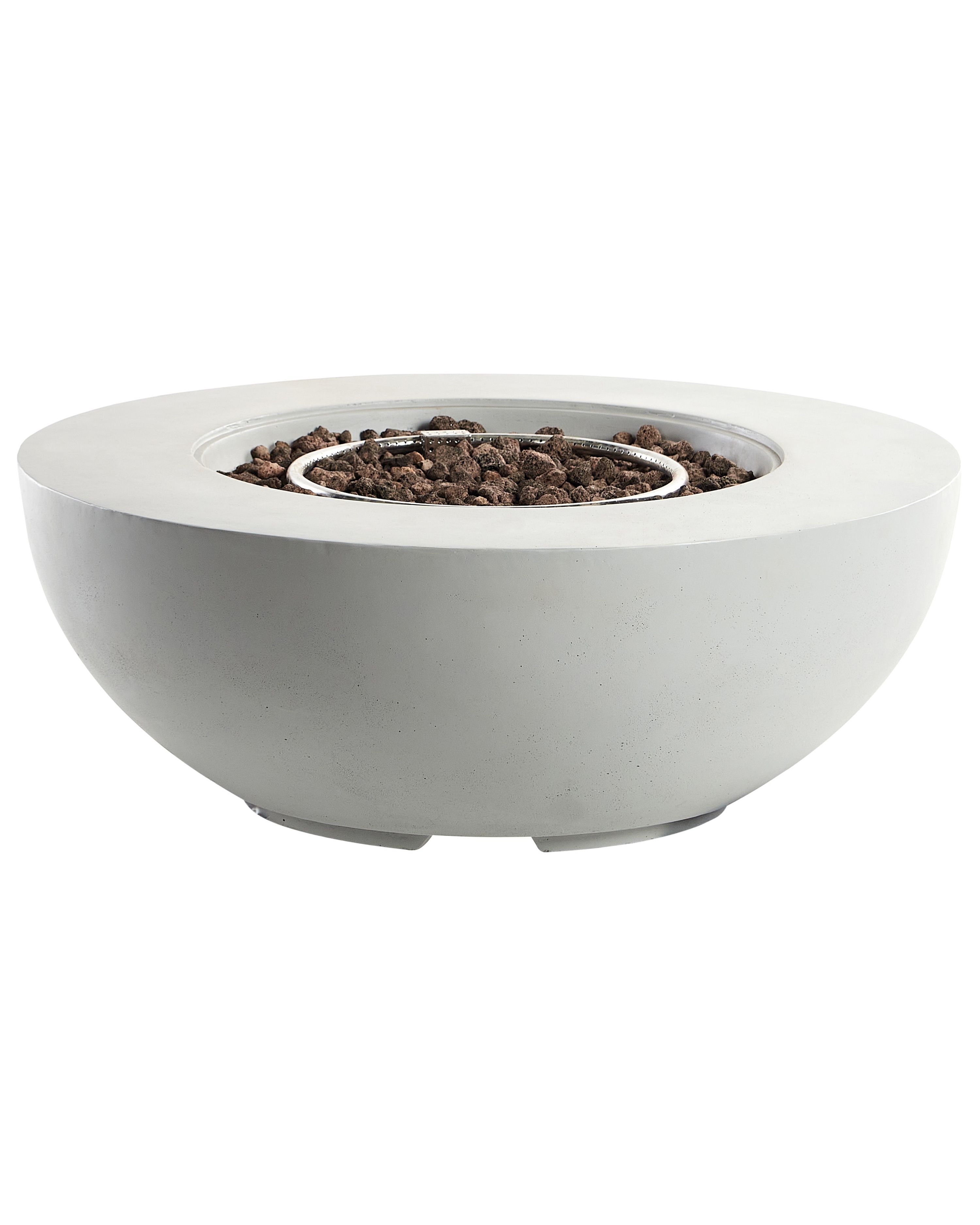 Gas Fire Pit SURTSEY Concrete Light Grey