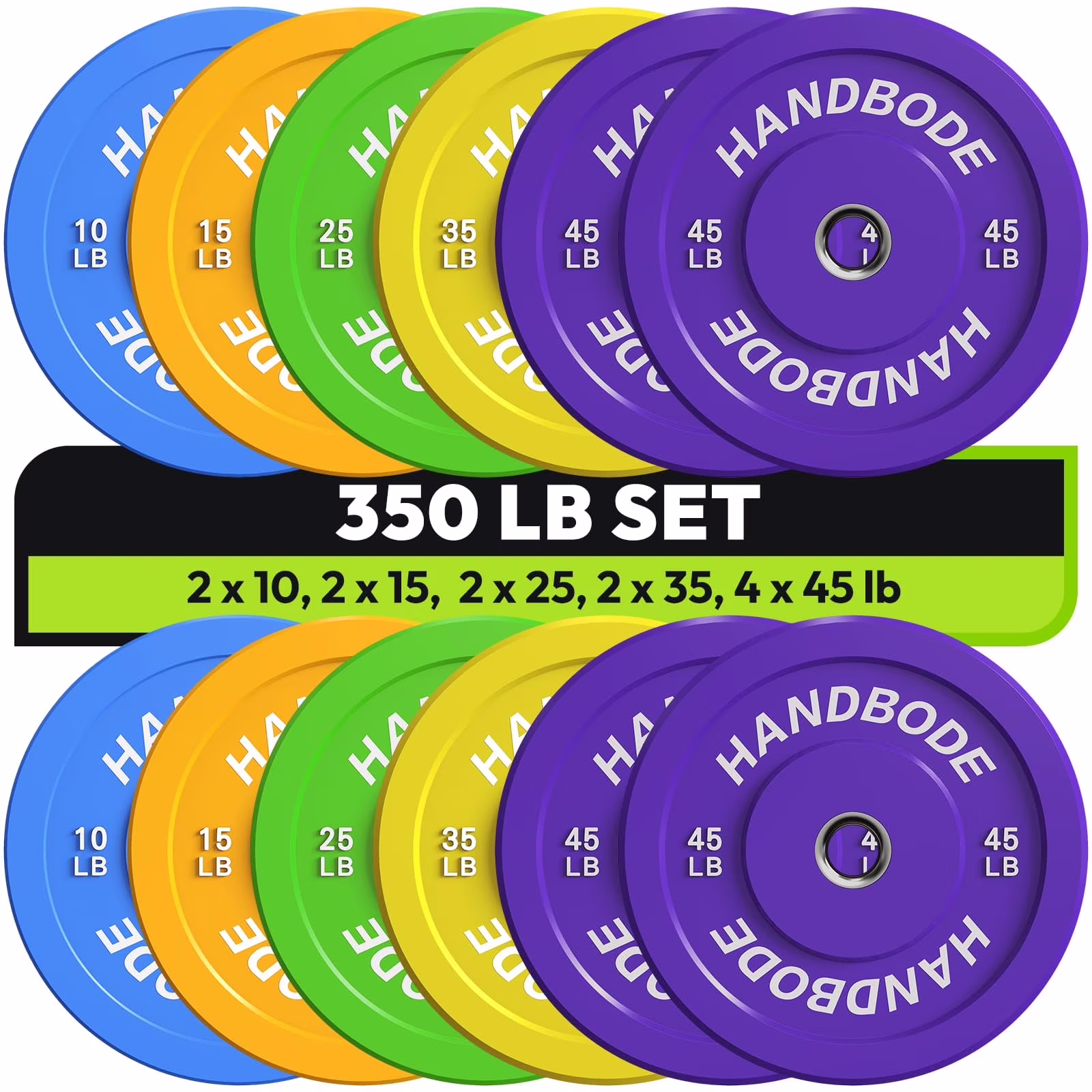 HANDBODE Bumper Plates Olympic Weight Plates, Colored Rubber plate for Weight Lifting and Strength Training 140LB - Image 5