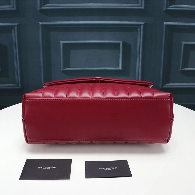 Saint Laurent Medium Loulou Chain Bag In Y Matelasse Leather Red Silver - 1:1High-quality replica