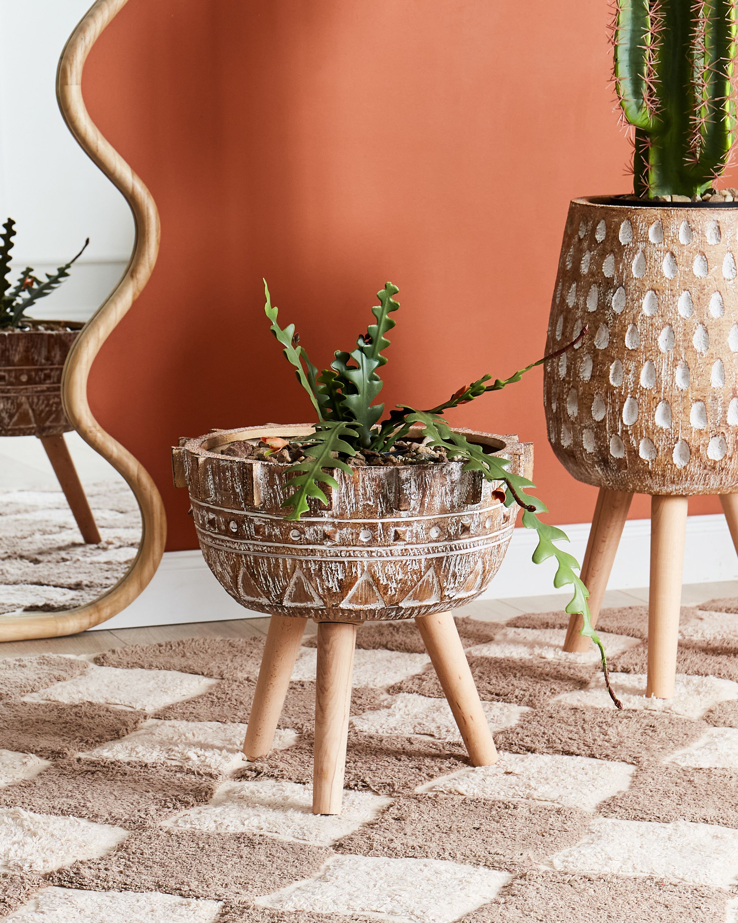 Elevated Plant Pot ASPLENIUM 37 cm Light Brown