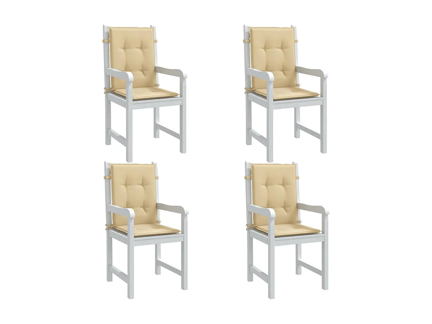 Coussins de chaise à dossier bas lot de 4 beige mélangé tissu
