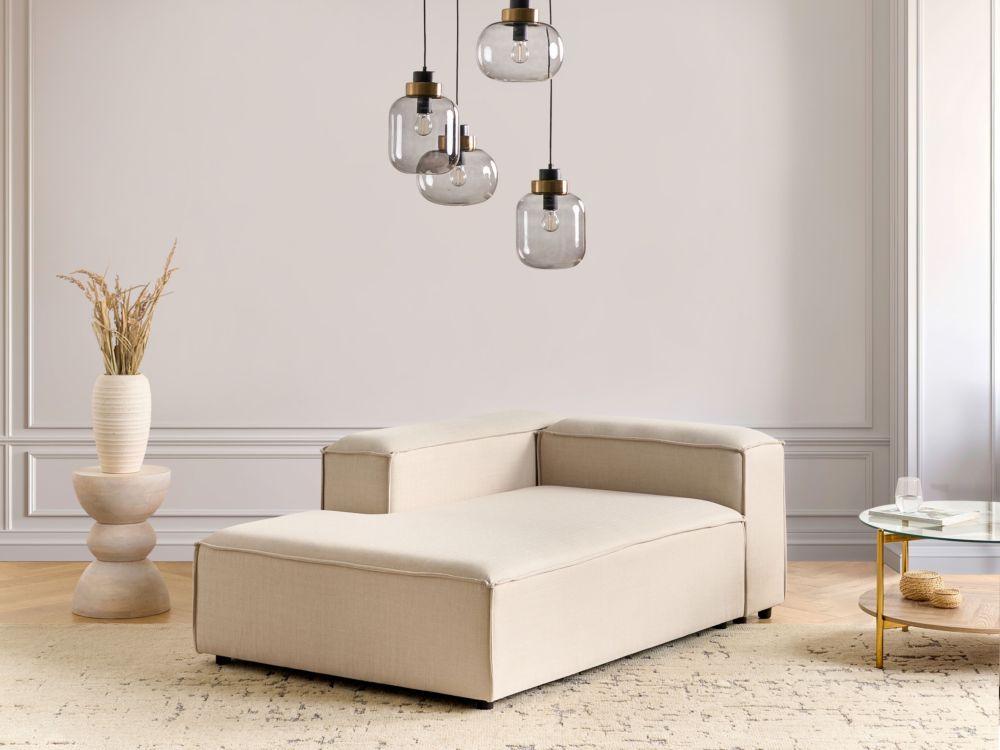 Right-Hand Chaise Lounge ARDAL Fabric Beige