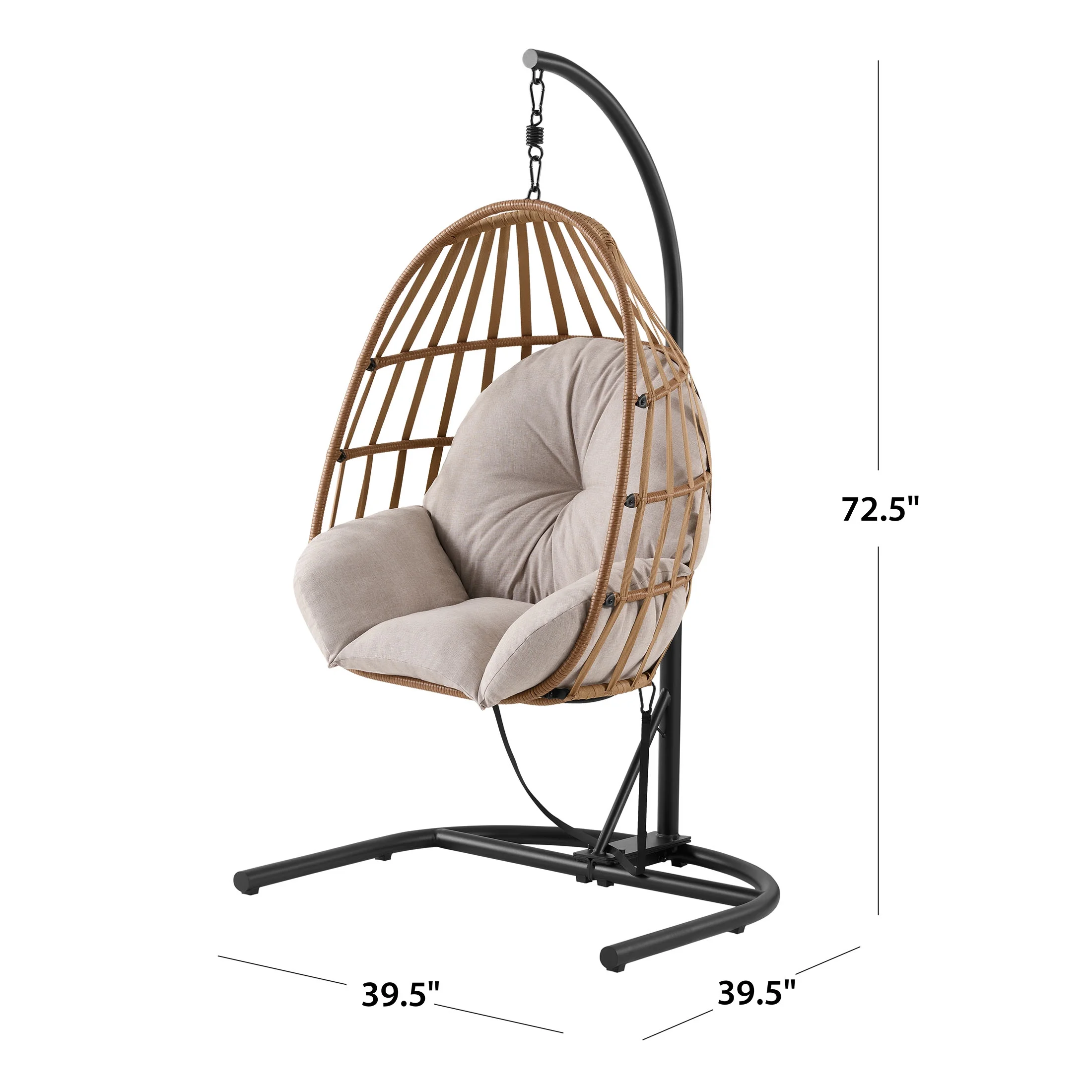 Mainstays Outdoor Wicker Patio Hanging Egg Chair, Gray - Image 18
