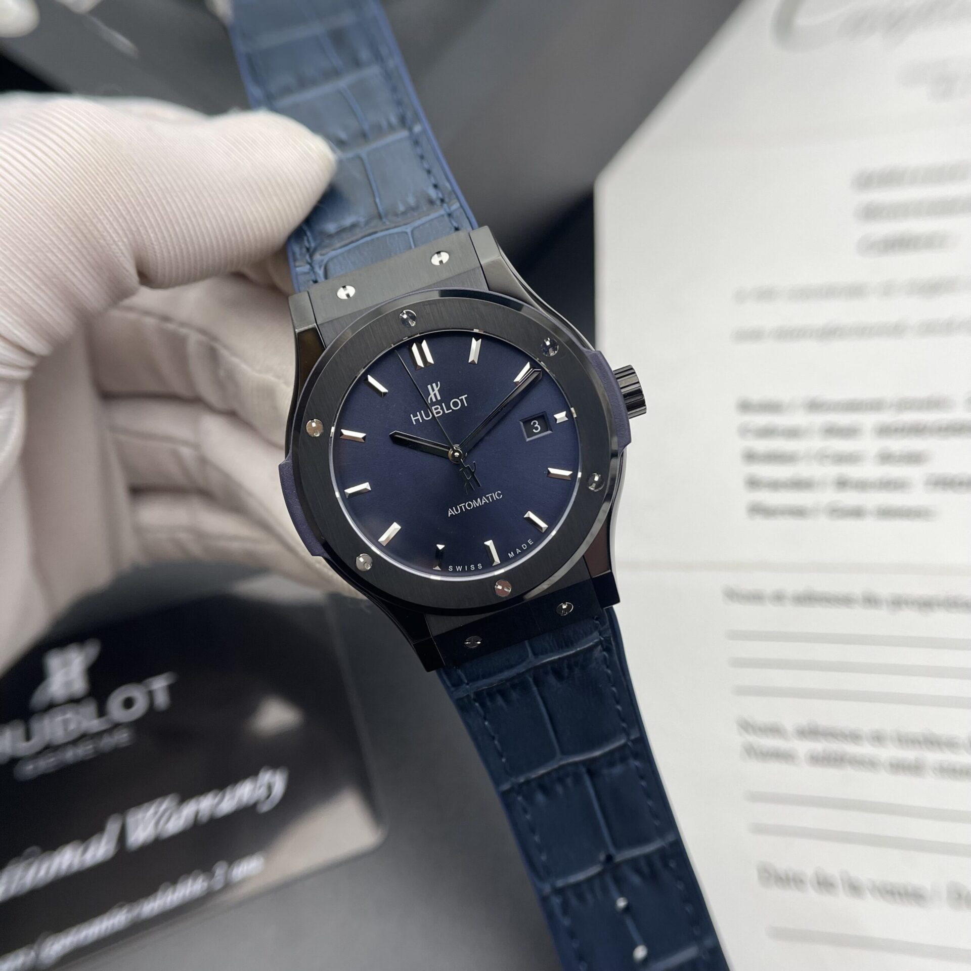 Hublot Fake Watches Classic Fusion Ceramic Blue Dial HB Factory 42mm - Elite Watch Atelier