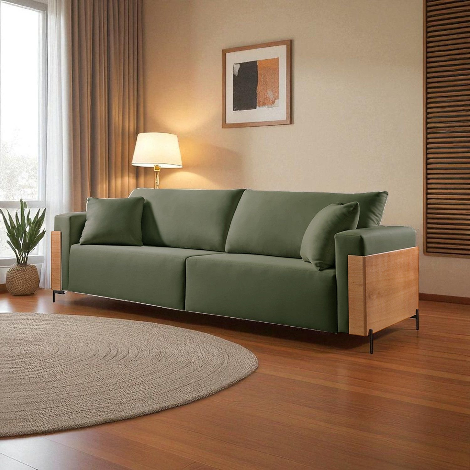 Sofá Fixo Heitor 3 Lugares Luxo Pé de Metal 2,0m Castellar Móbile