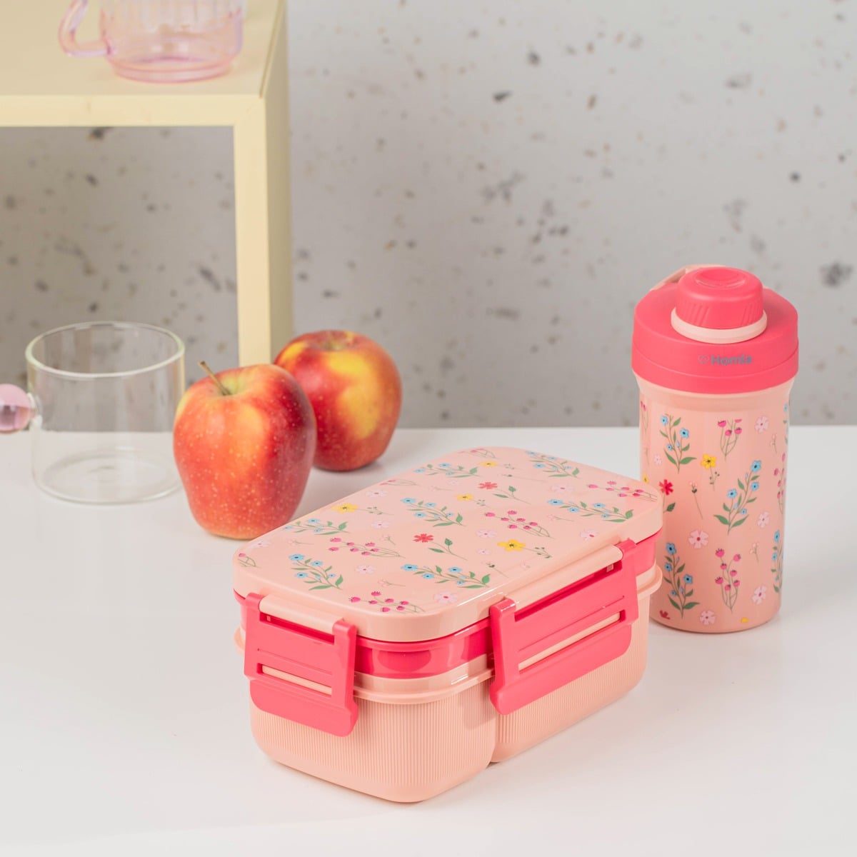 Zestaw lunchbox B2 LUSY różowy z kubkiem 1,8l + 0,5l