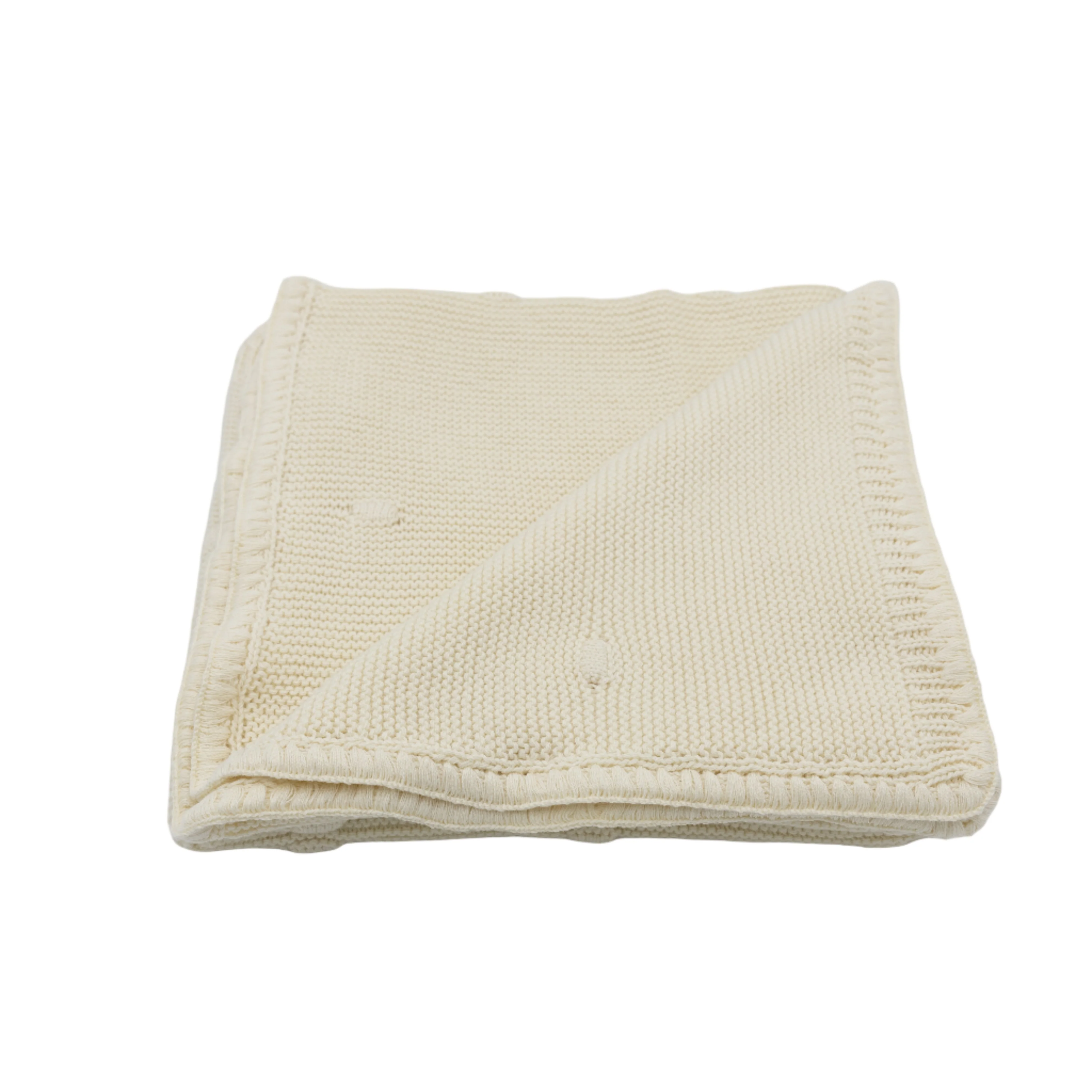 Bowzoom Strickdecke Punkte Ivory 80x100 cm