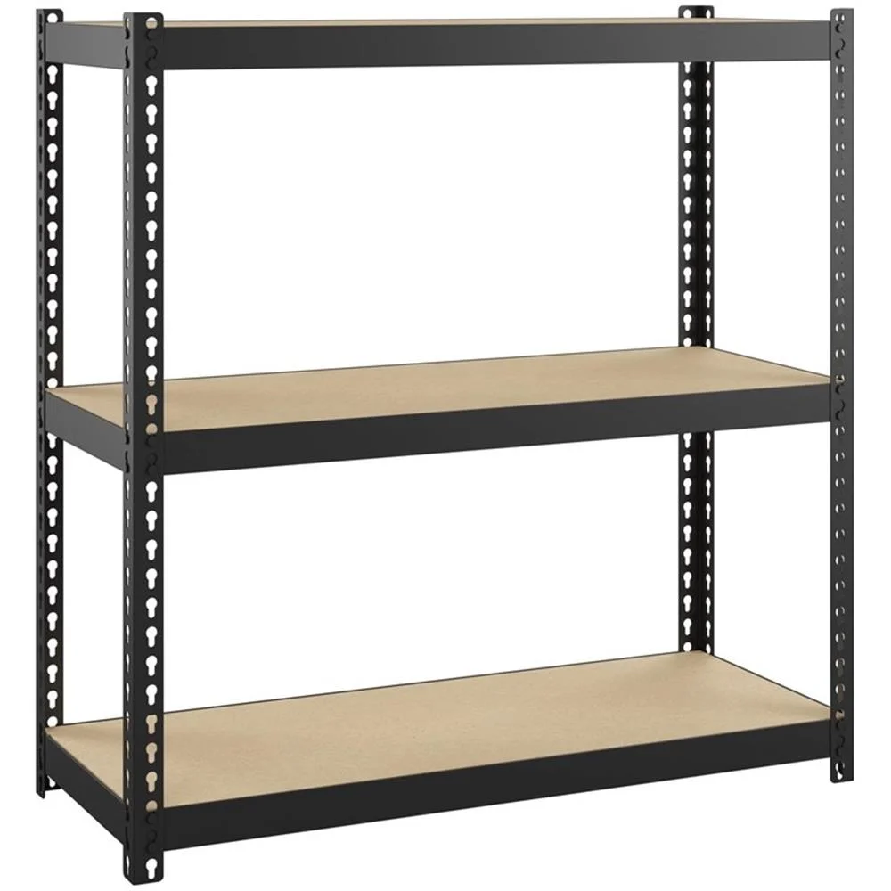Home Square 2 Piece Metal Shelving Unit Set with 3 Shelf in Black and Brown