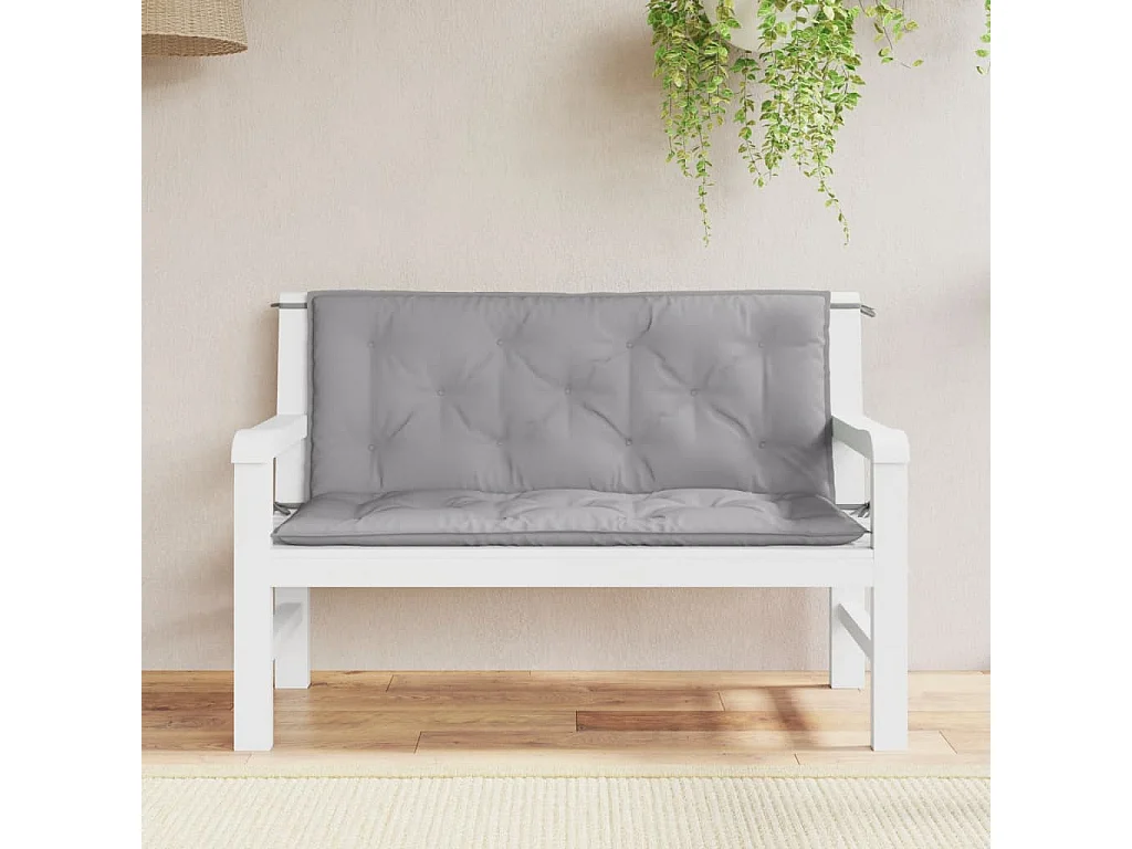 Coussins de banc jardin lot de 2 gris 120x50x7 cm tissu Oxford