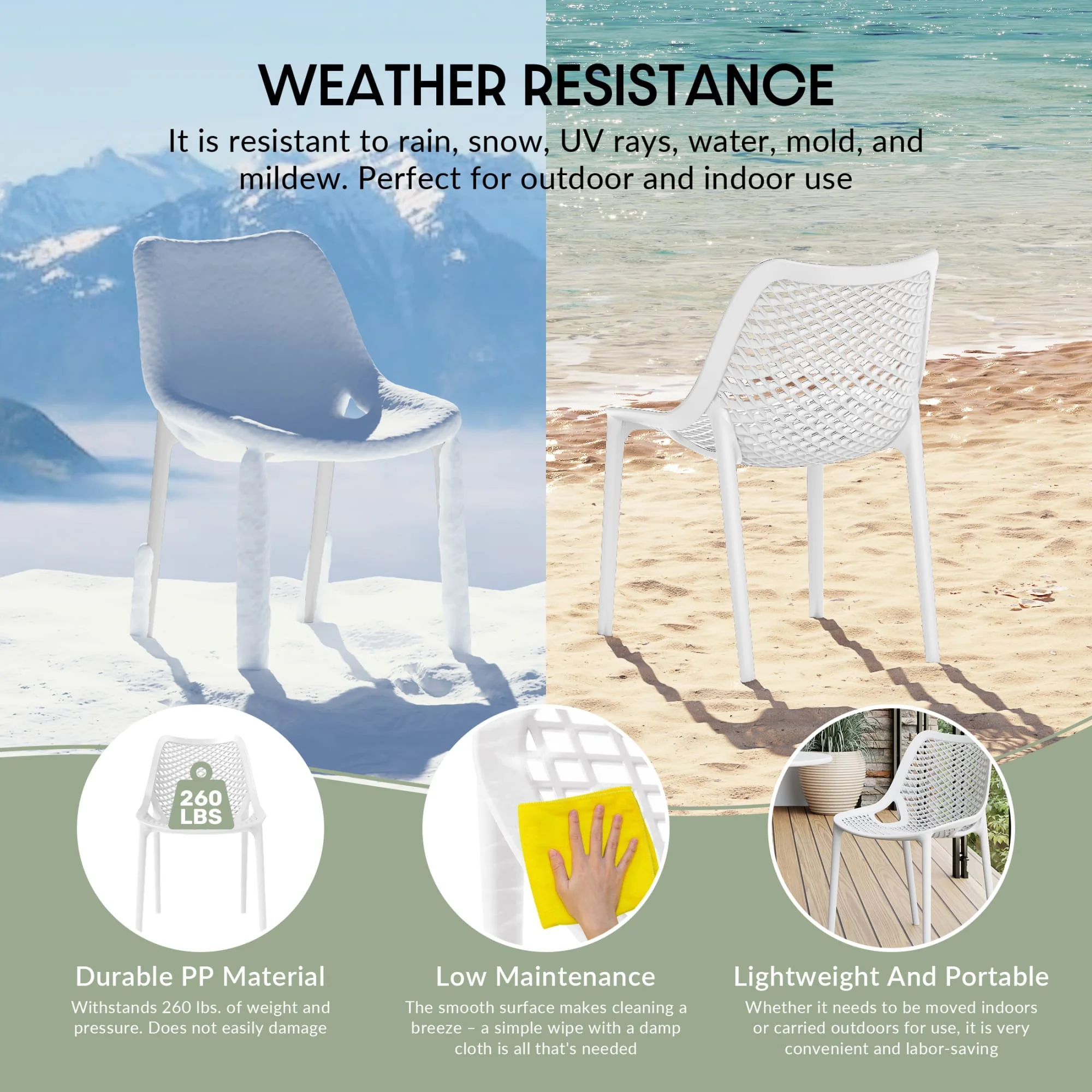 WestinTrends Playa 3-Piece Outdoor Round Metal Dining Table Set And Stackable Resin Patio Dining Side Chairs, Olive Green - Image 33
