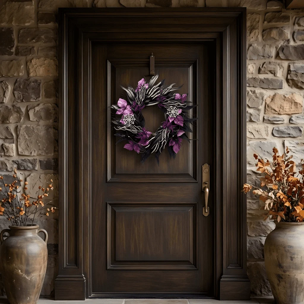 Myecovie Halloween Wreaths for Front Door Halloween Indoor Decoration 21.6" Halloween Black Wreaths for Windows Wall Decor - Image 4 Myecovie Halloween Wreaths for Front Door Halloween Indoor Decoration 21.6" Halloween Black Wreaths for Windows Wall Decor - Image 4