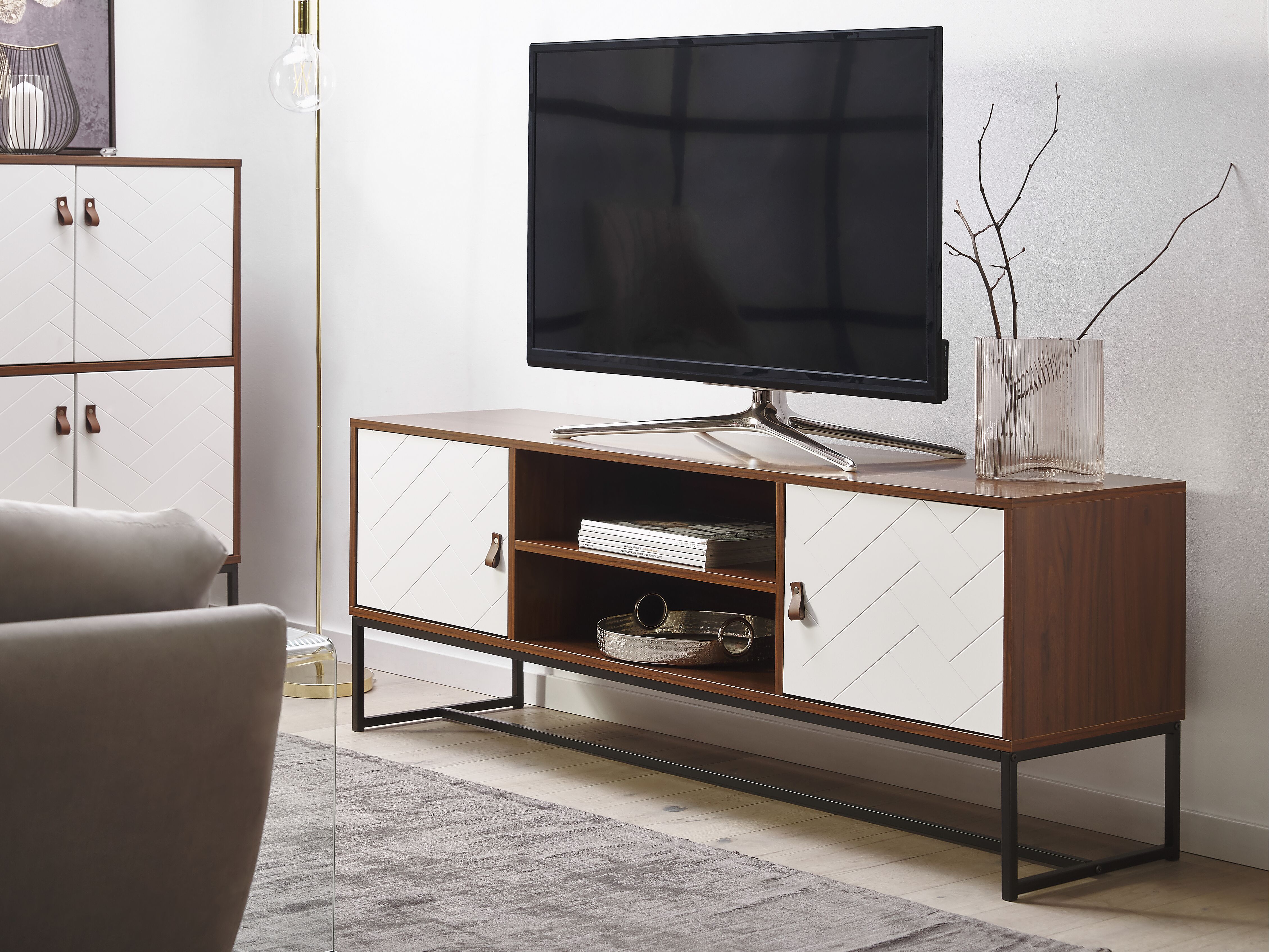 TV Stand NUEVA Dark Brown/ White