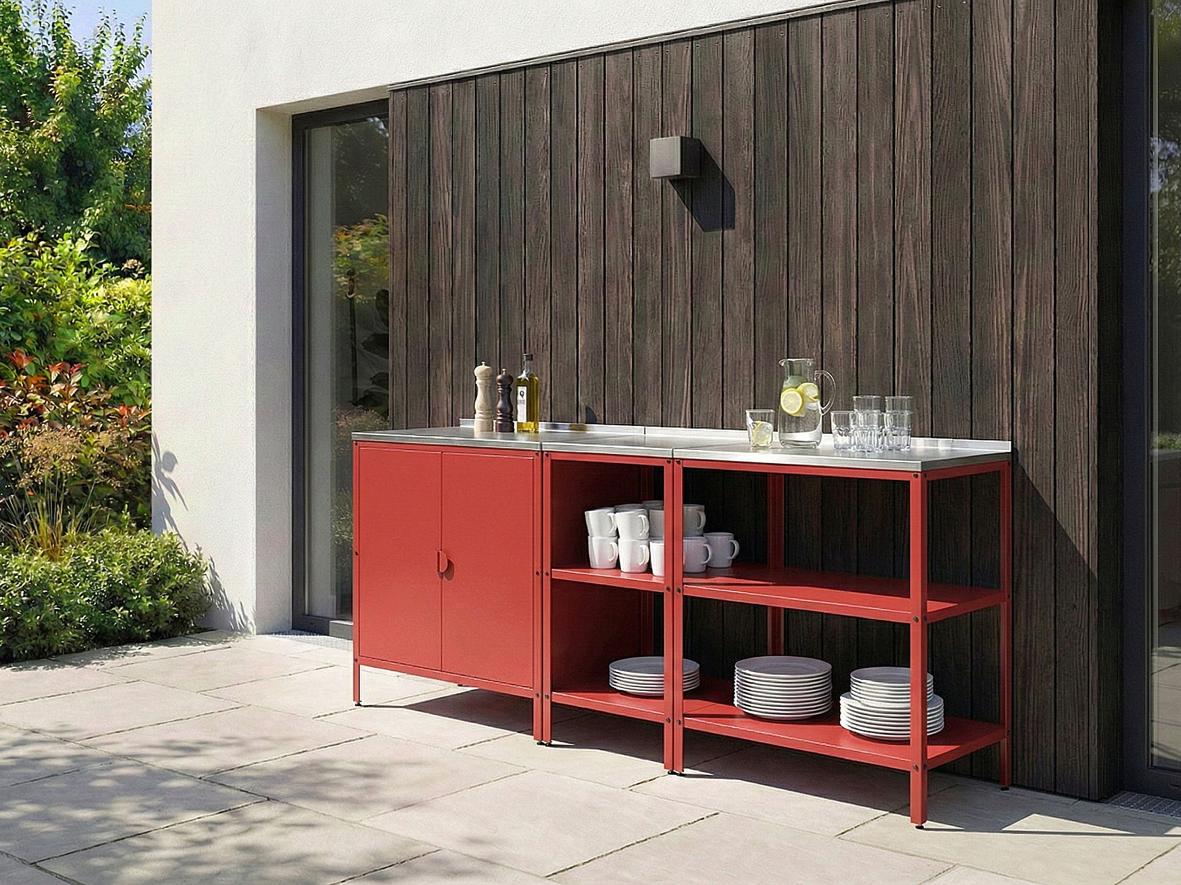 3 Piece Outdoor Kitchen Set VILAMA Metal Red