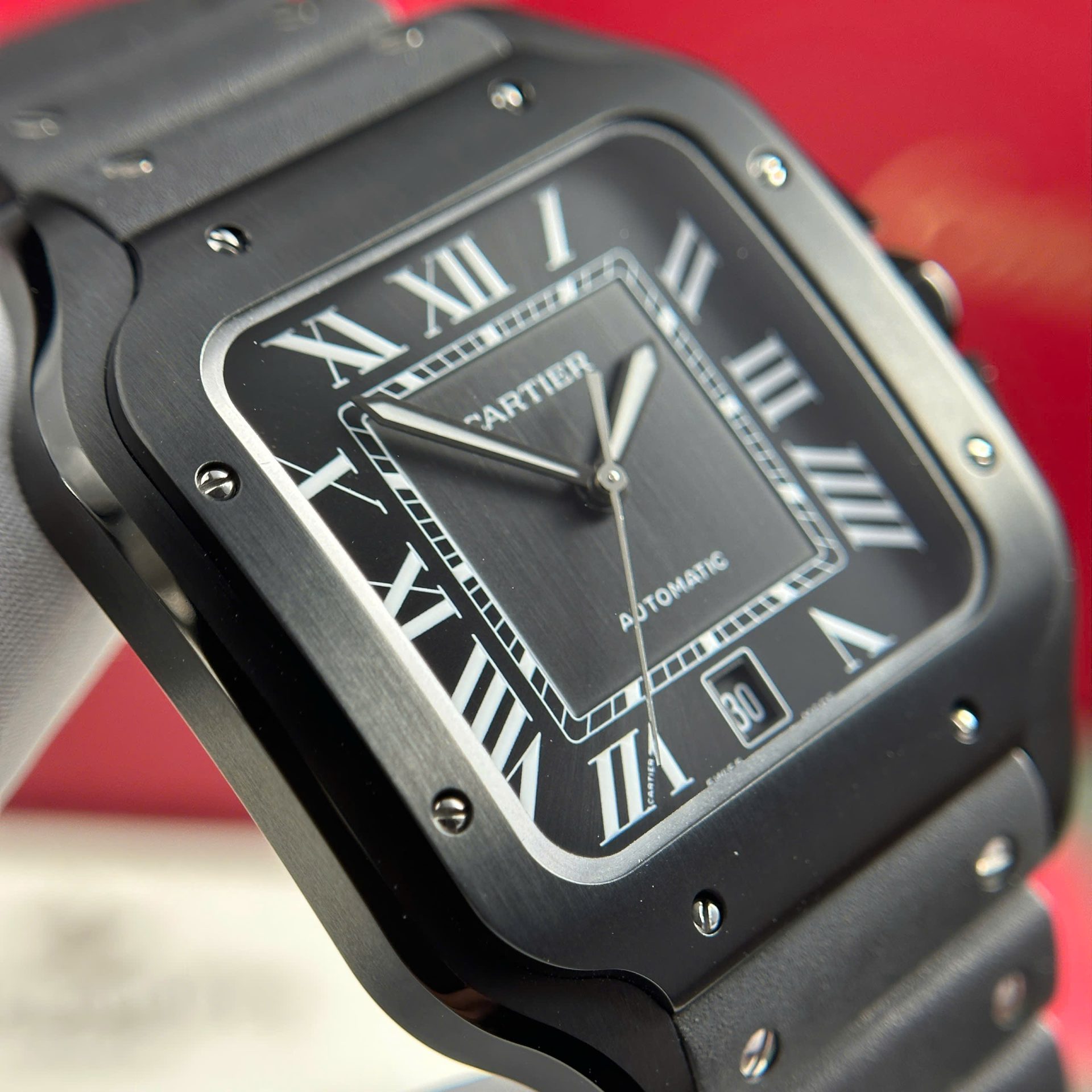 Cartier Santos Black Replica 11 Watch Rubber Strap BV Factory 39.8mm - Top club