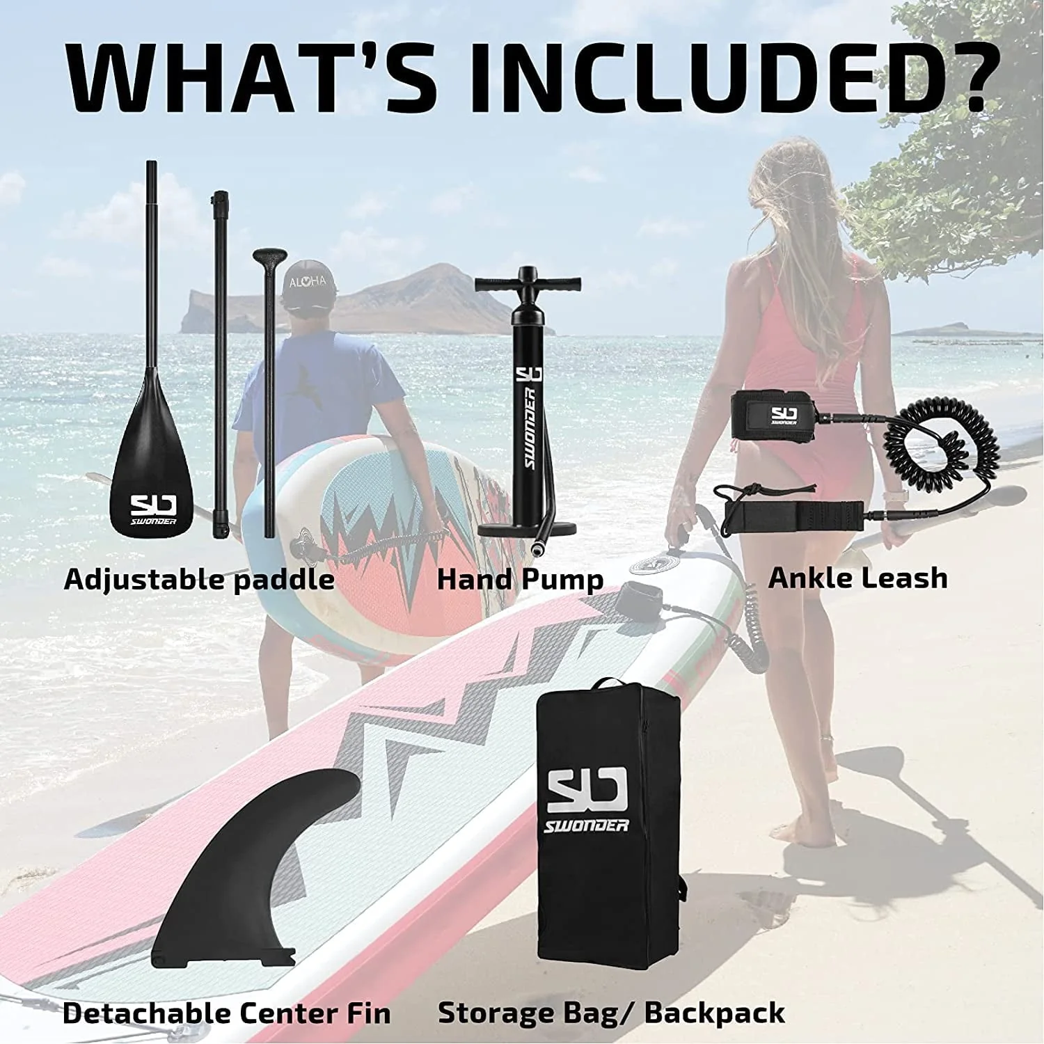 Swonder Inflatable Stand Up Paddle Board 10'x32”x6'' with Premium SUP Accessories - Backpack, Paddle, Pump and Leash - Image 6