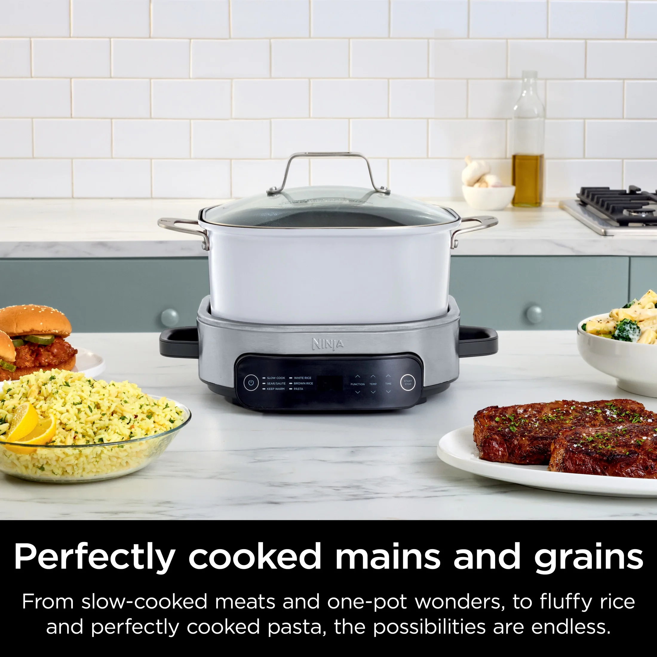 Ninja Foodi 6.5 qt Everyday PossibleCooker, Stainless Steel/White, Multi Cooker, Slow Cooker, MC1100 - Image 2