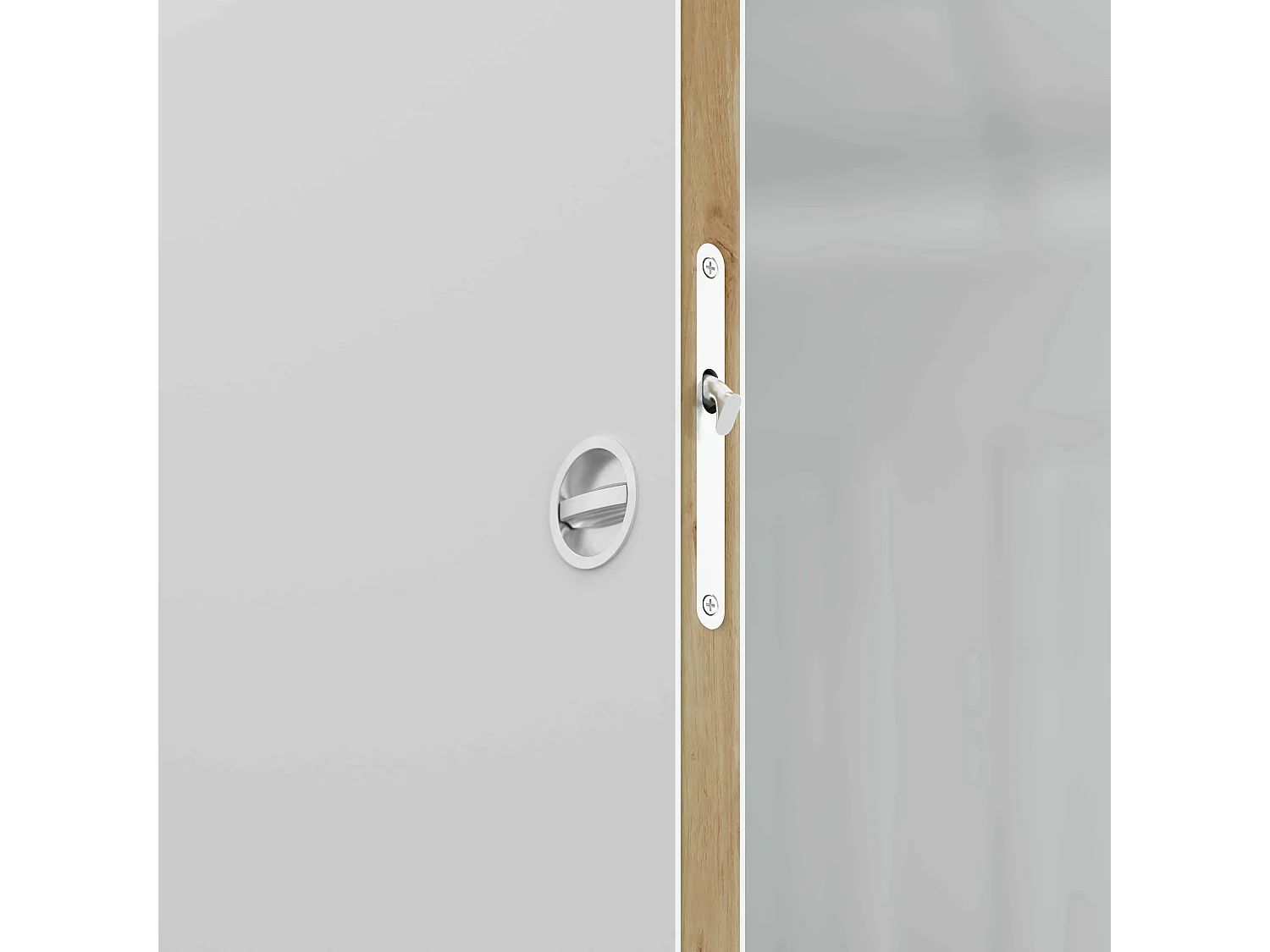Porte Coulissante avec Rail + Serrure - Prépeinte Plane 73 cm
