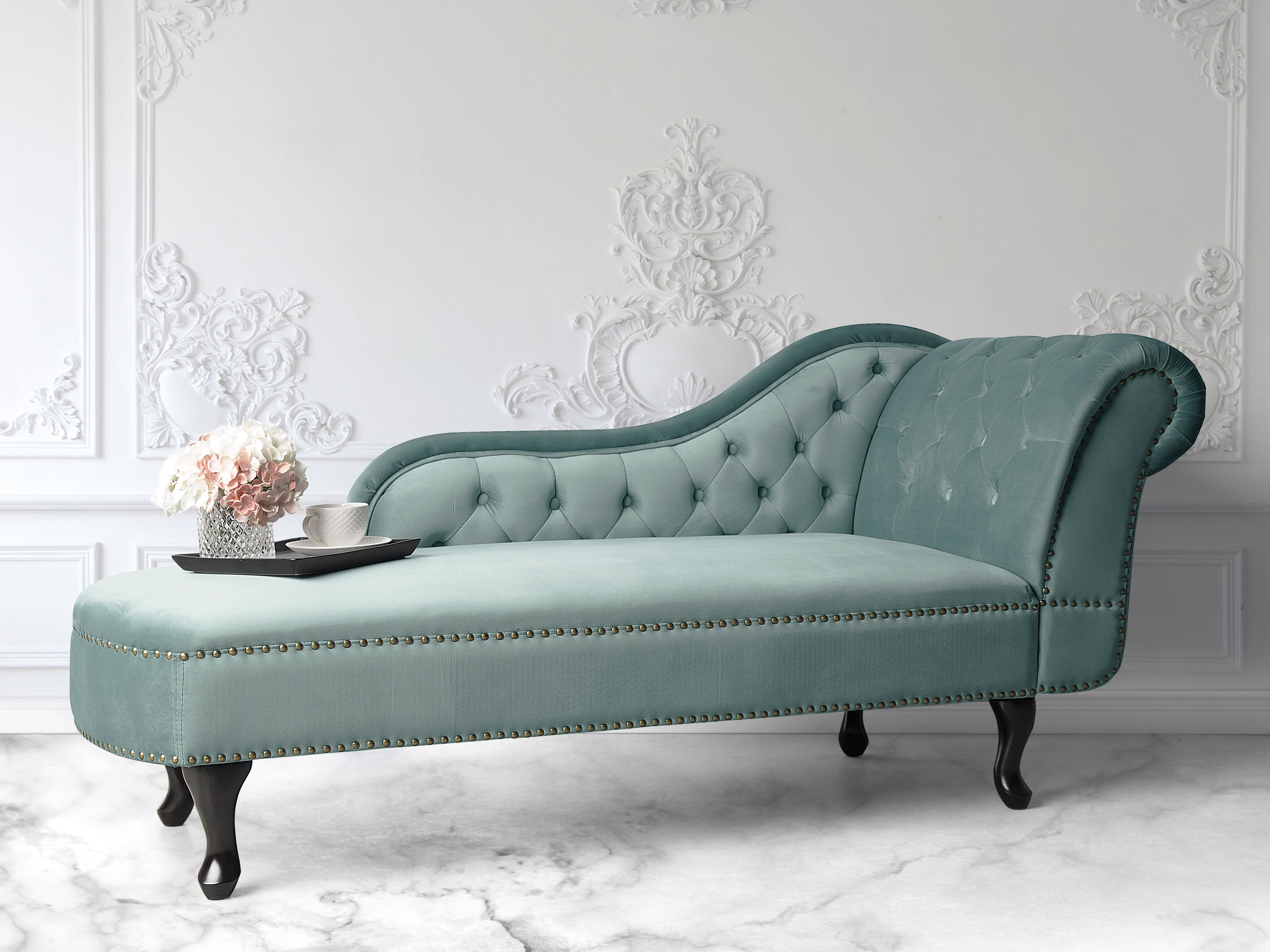 Right-Hand Chaise Lounge NIMES Velvet Mint Green