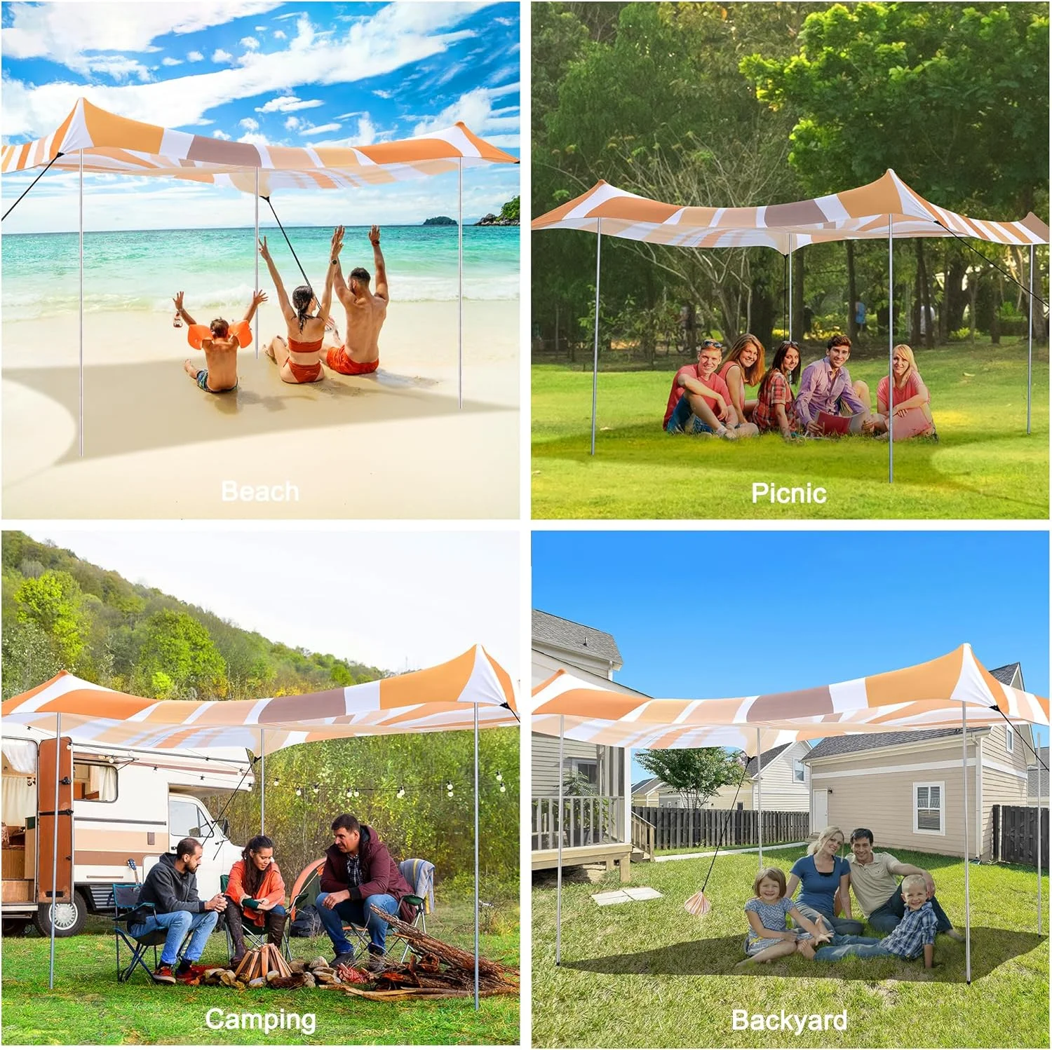 Beach Tent, UPF 50+ Beach Canopy Sun Shade, Portable 10×10 FT Large Pop-Up Beach Tent Sun Shelter with Sand Anchors, Ground Pegs, Easy Setup for Beach, Camping, Park, and Backyard Fun - Image 25